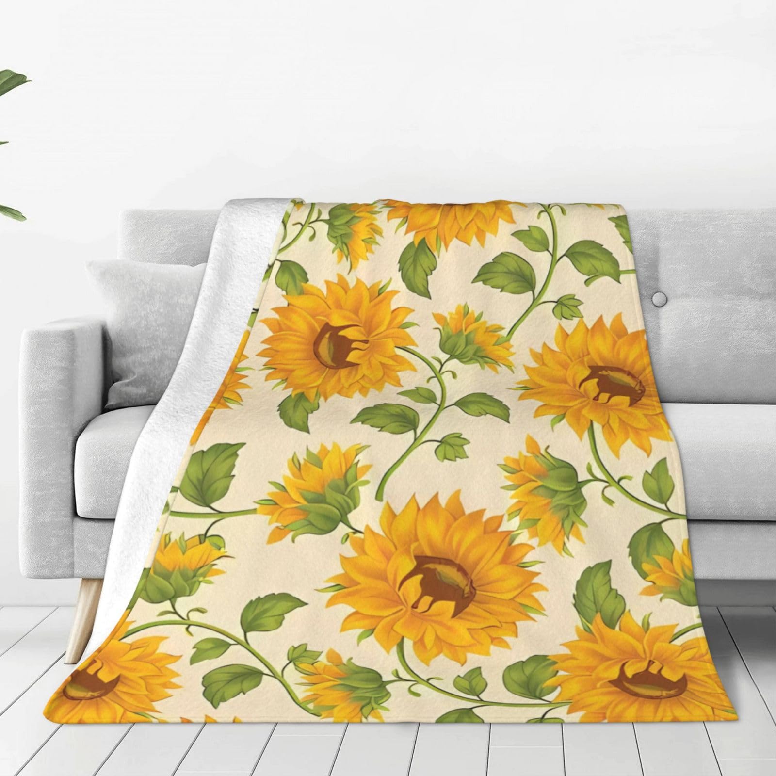Couverture tournesol en flanelle douce 127x101 cm pour lit et canapé