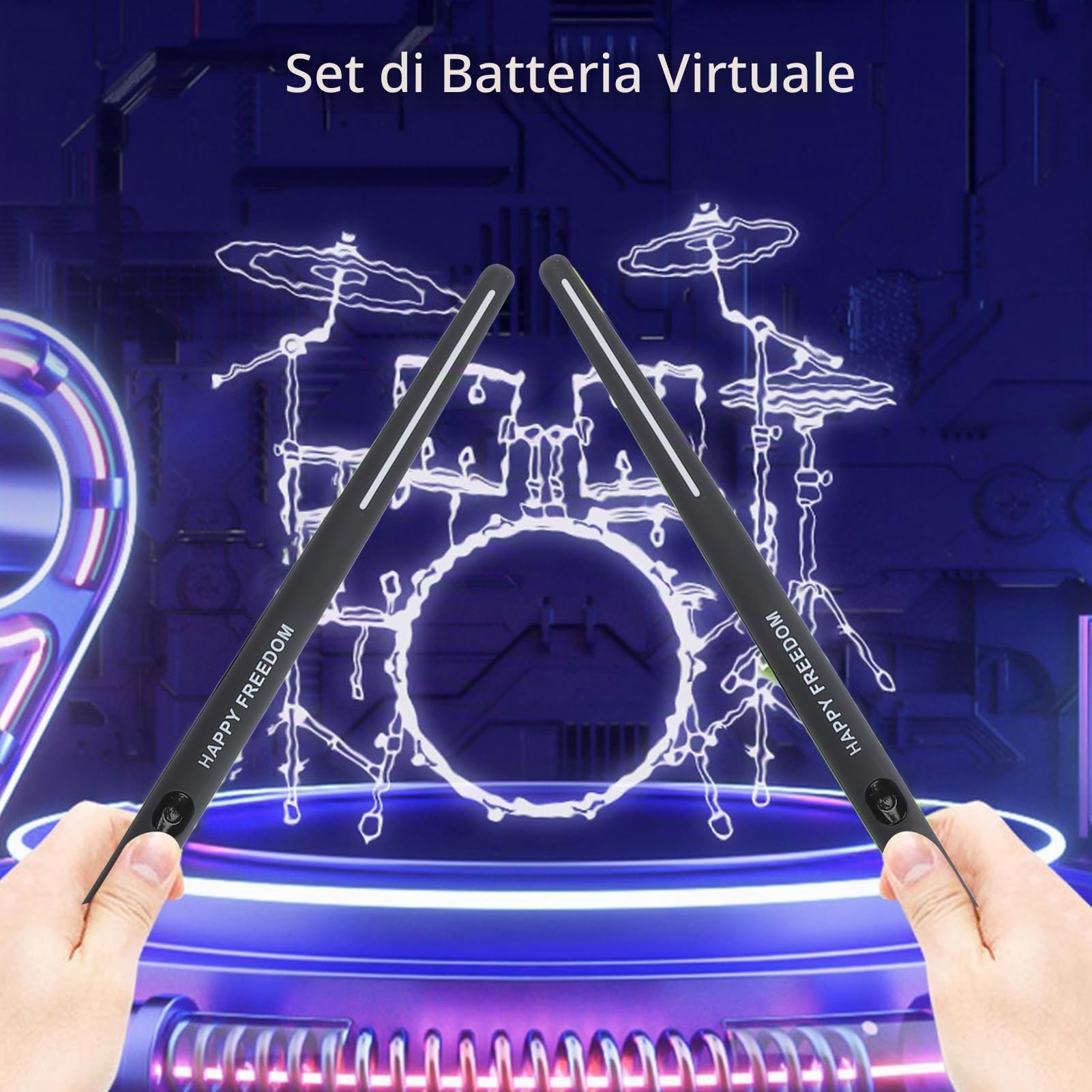 Set di batteria elettronica virtuale, bacchette elettriche, bacchette per batteria ad aria, set di batteria portatile per principianti, adulti e bambini, regali di compleanno