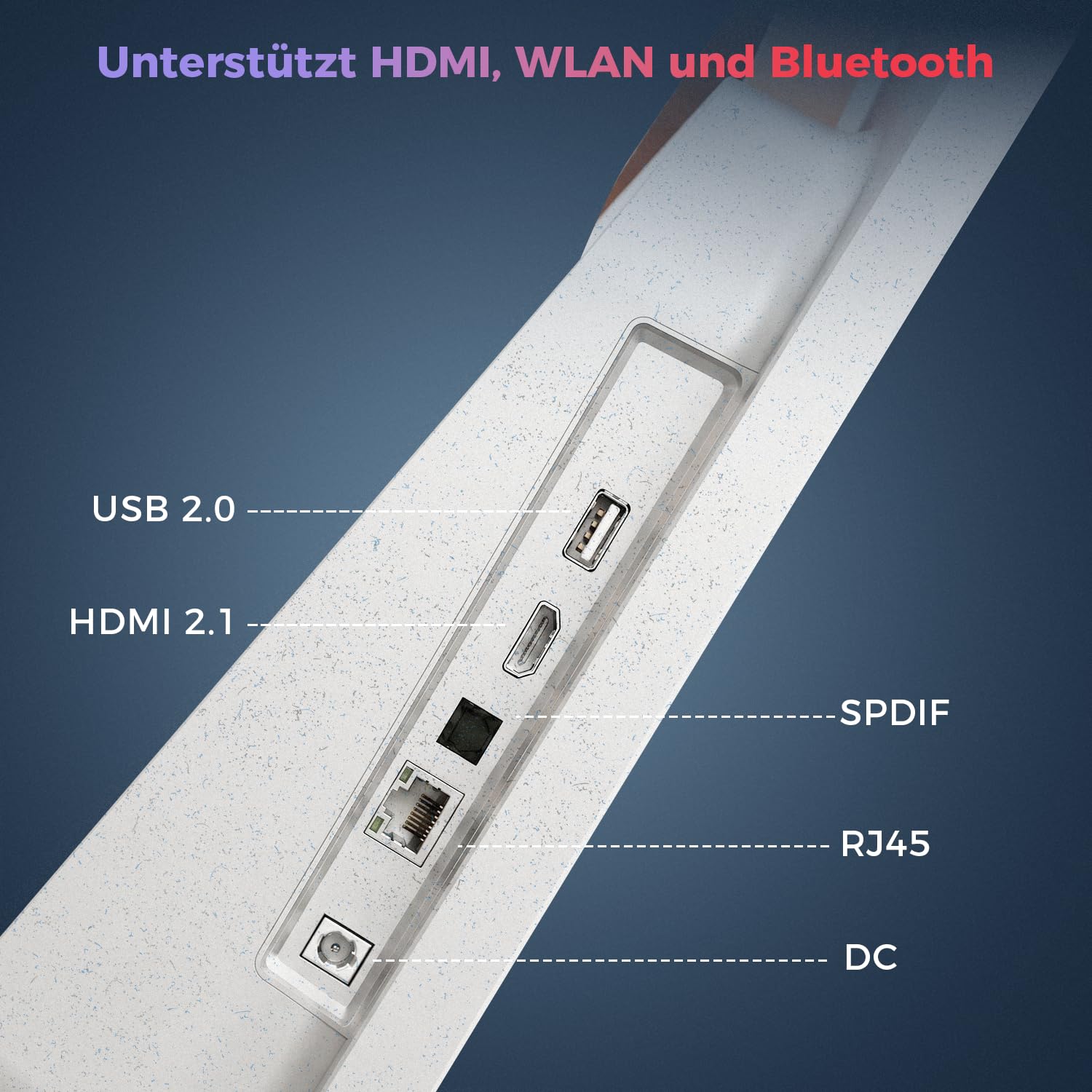 VLH 27 Zoll Tragbarer Fernseher, Smart Google TV, Batteriebetriebener Outdoor-Fernseher 1080P, Dolby Audio, 300cd/m², WLAN ＆ Bluetooth, Fernbedienung für Google Assistent, Ideal für Camping, Parties