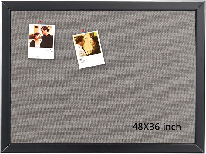 Gideal Bulletin Board 36 x 48 Inch, 100 Wood Framed Canvas Cork Board