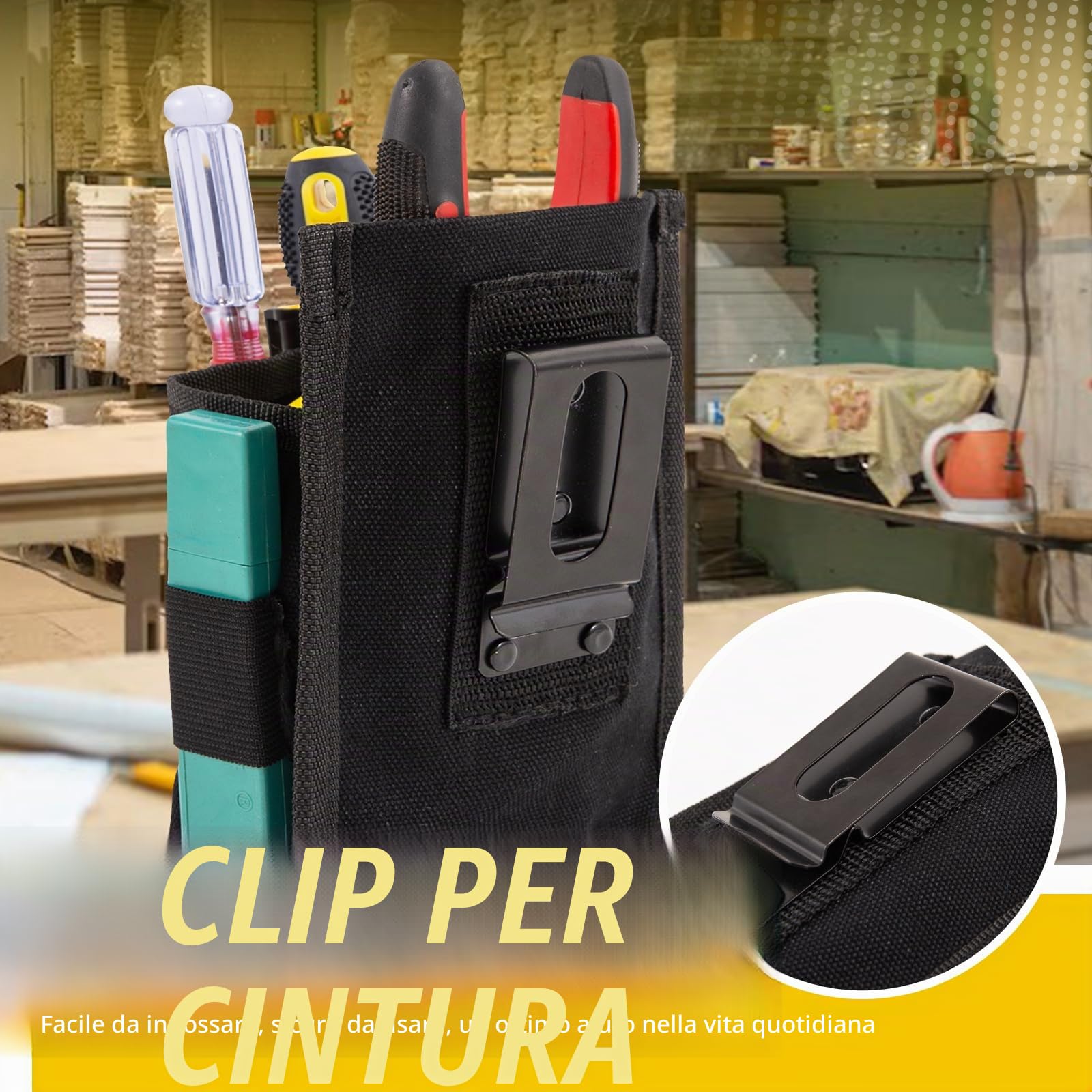 Marsupio Porta Attrezzi, Porta Attrezzi da Cintura, Borsello Lavoro da Lavoro, Tessuto Oxford, Piccola Borsa Elettricista, Impermeabile per Tecnici, Tecnici di Manutenzione, Elettricisti（Nero）