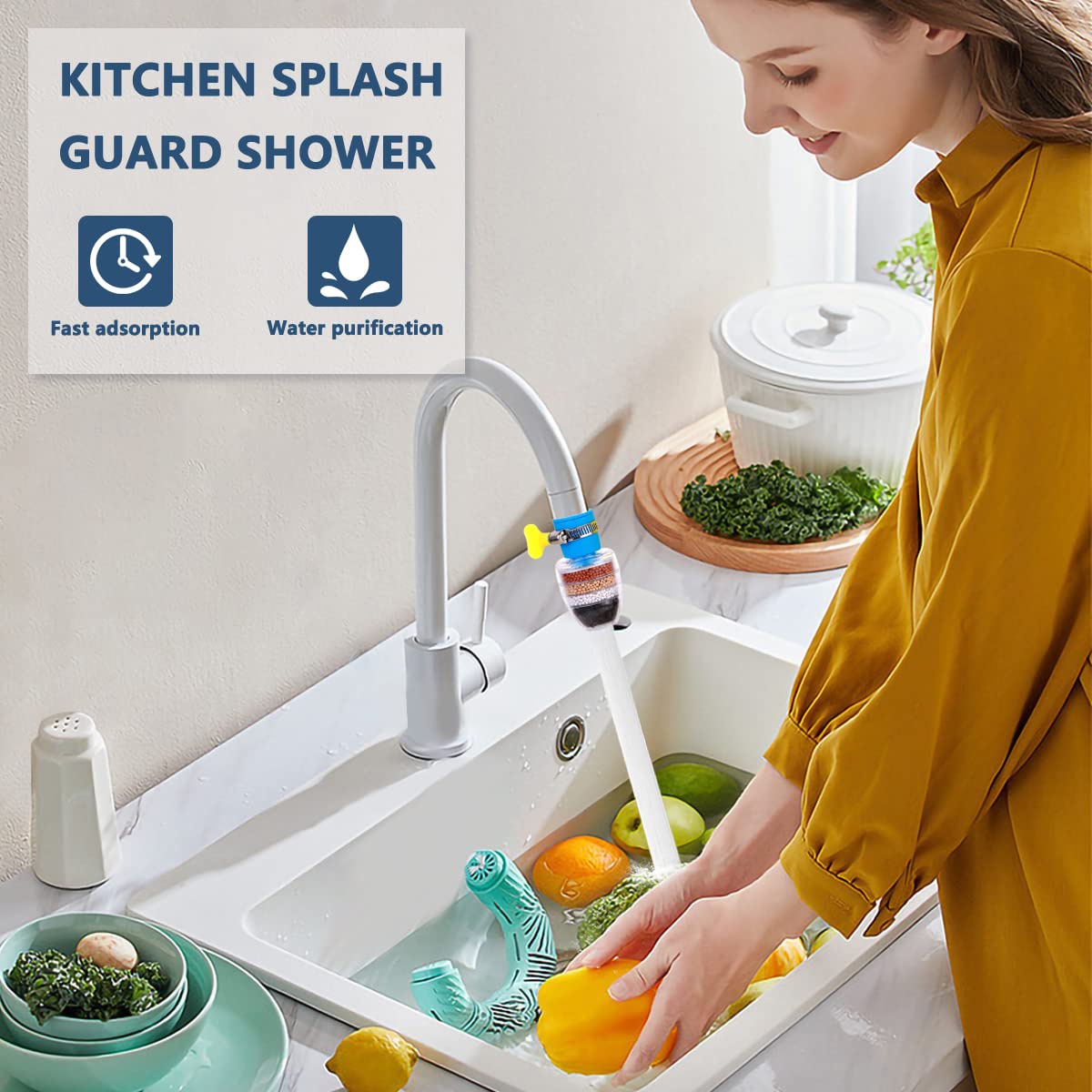 Filtre Rotatif 360° Pour Robinet – Purifie L'eau, S'adapte à Cuisine Et Salle De Bain
