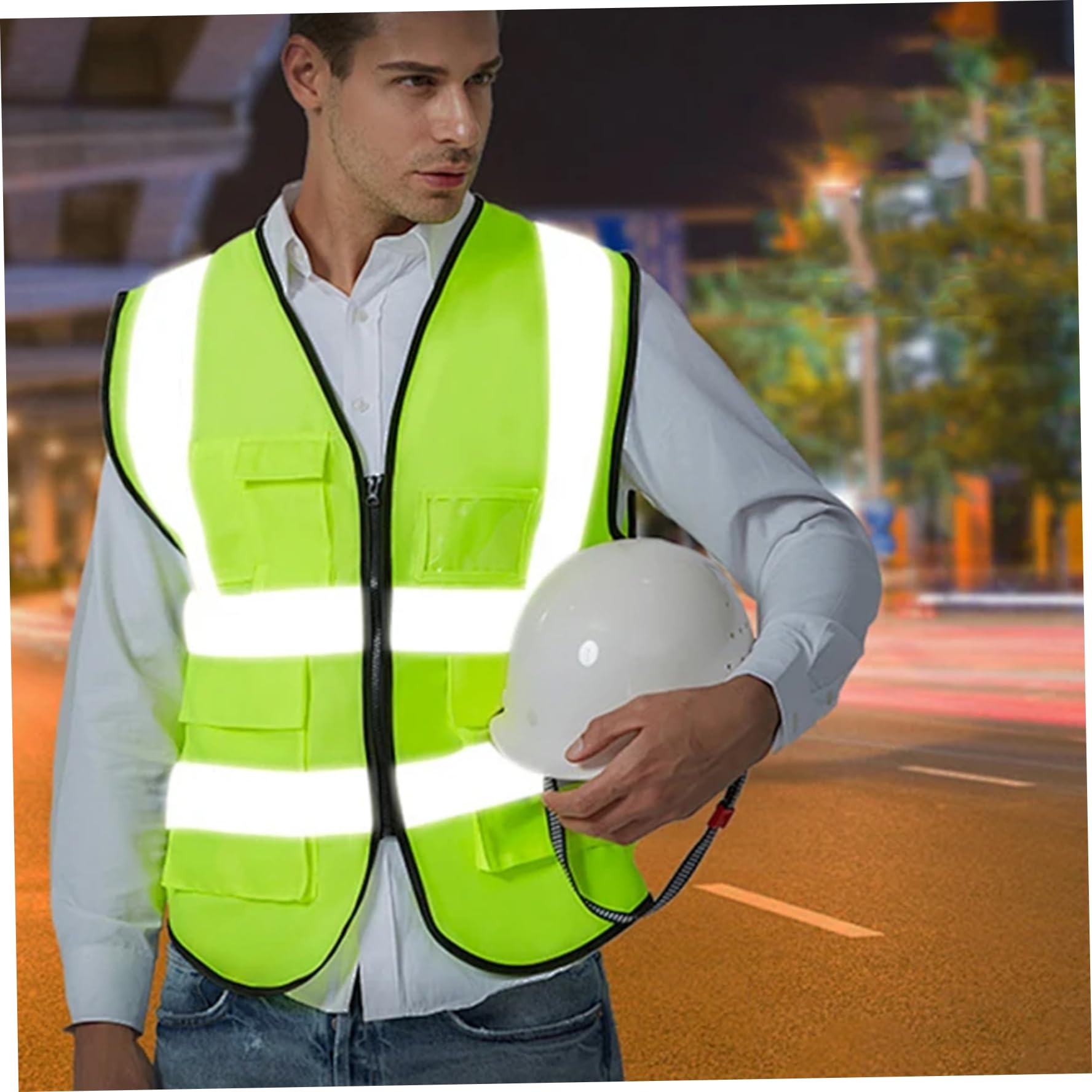 Chaleco de seguridad de enfriamiento con 4 paquetes de hielo Chaleco de hielo para hombres para hombres, alta visibilidad para trabajos al aire libre, construcción, funcionamiento y actividades