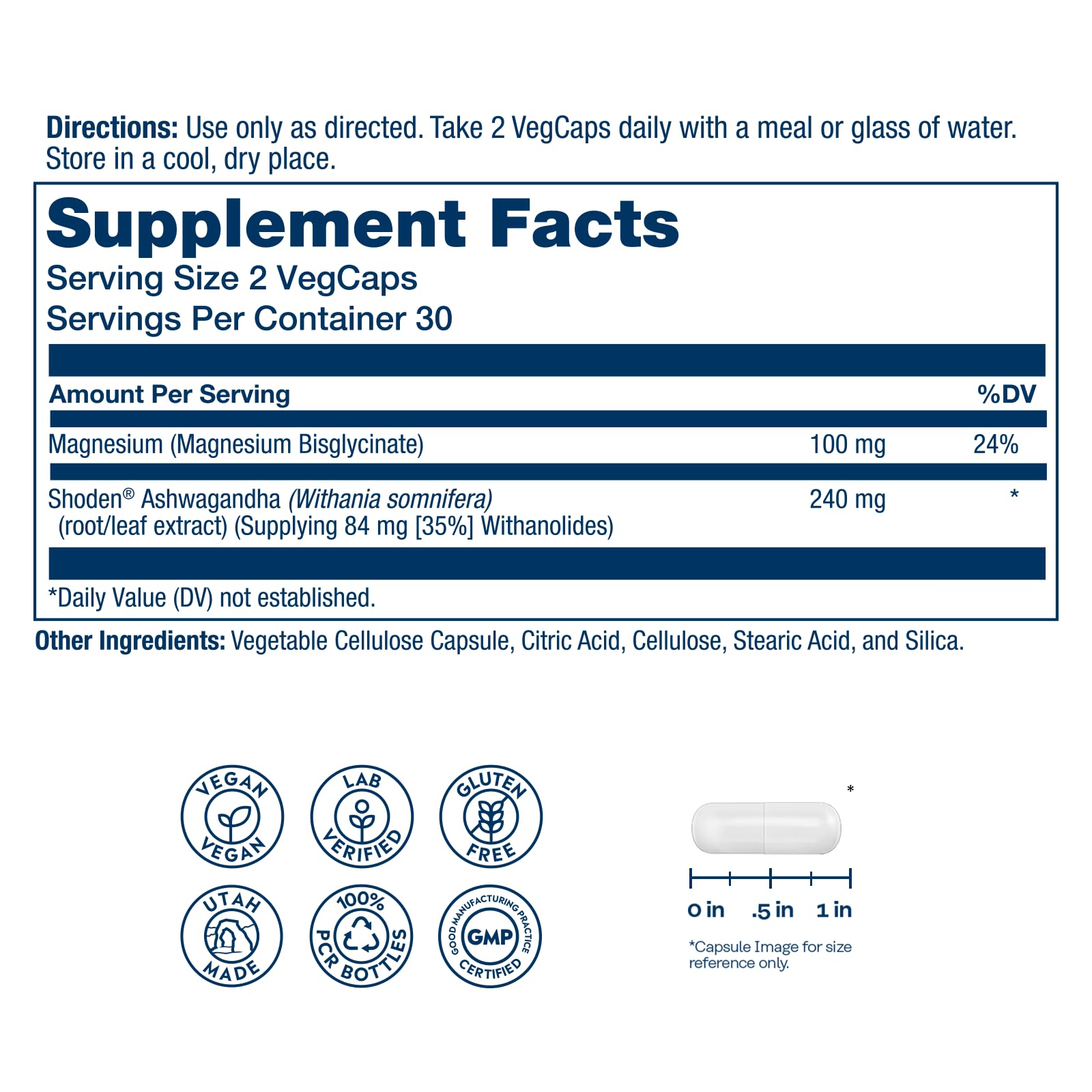 Solaray StressMag – Magnesium Glycinate Plus Ashwagandha for Women and Men - Relaxation, Mood & Occasional Stress Support – Magnesium Supplement with Bisglycinate – 30 Servings, 60 VegCaps — Amazon image 2