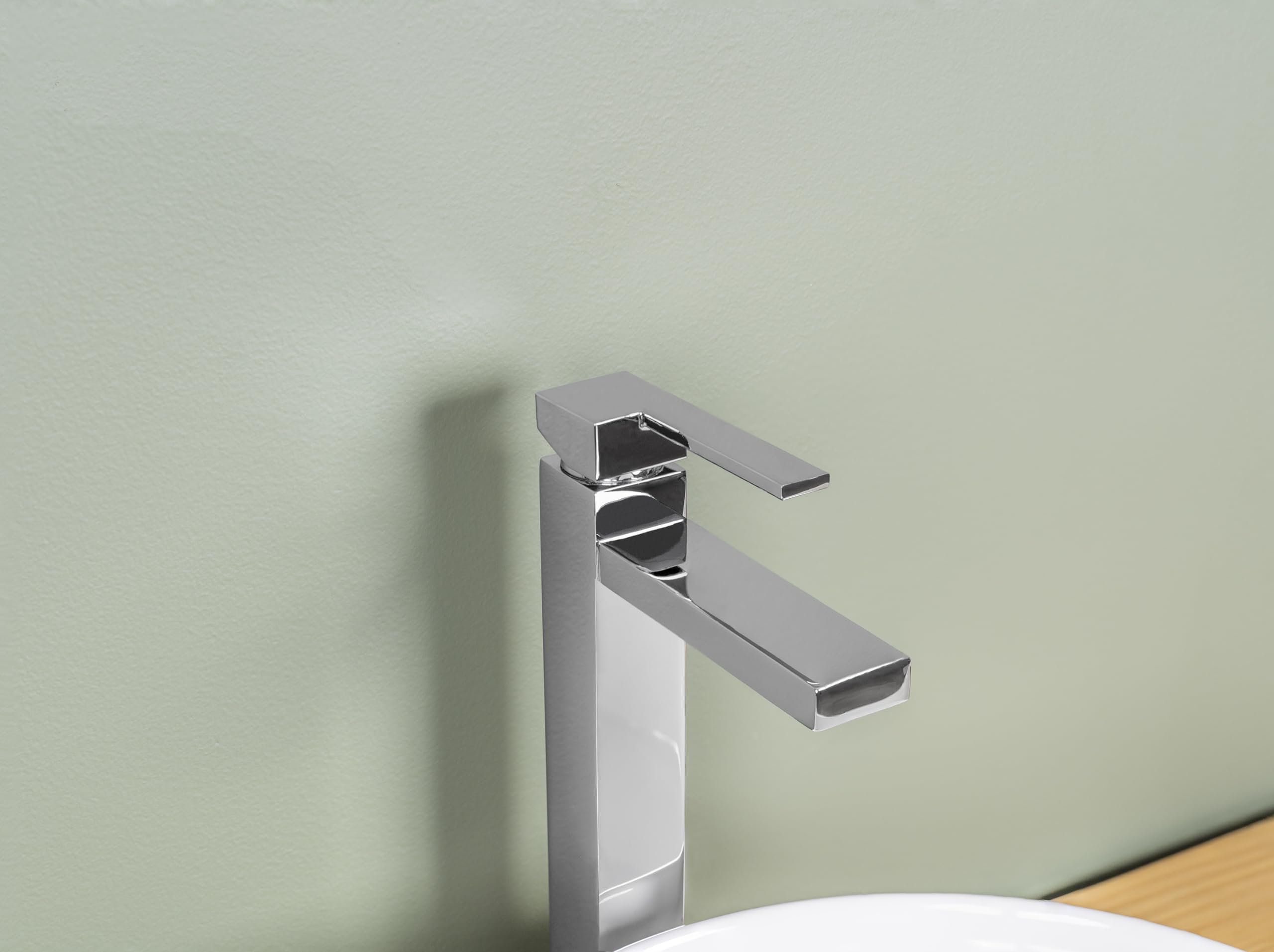 Grifo para Lavabo sobre Encimera CUARTO Cromado | Mezclador Monomando de Cuerpo Alto con Diseño Elegante y Minimalista | Ideal para Lavabos de Apoyo | Cartucho Cerámico Incluido | by EUROSANIT