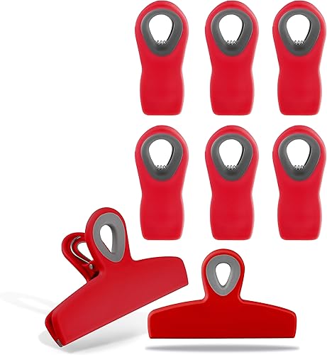 Miniatura 141 de COOK WITH COLOR Clips para bolsas – Clip de chip resistente y clips magnéticos para refrigerador para almacenamiento de alimentos con agarre Gris