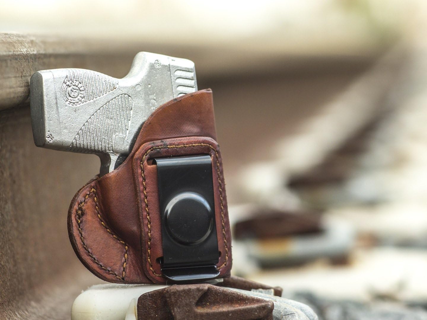 OUTBAGS USA LS4TCP (Brown-Right) Full Grain Heavy Leather IWB Conceal Carry Gun Holster for Taurus 738 TCP. Handcrafted in USA.