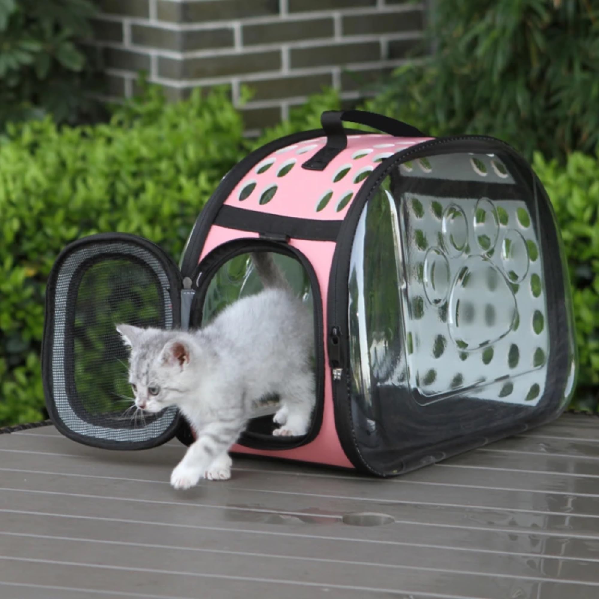Well Home Transportbox für Haustiere, faltbar, 43 x 4 x 33 cm, Rosa