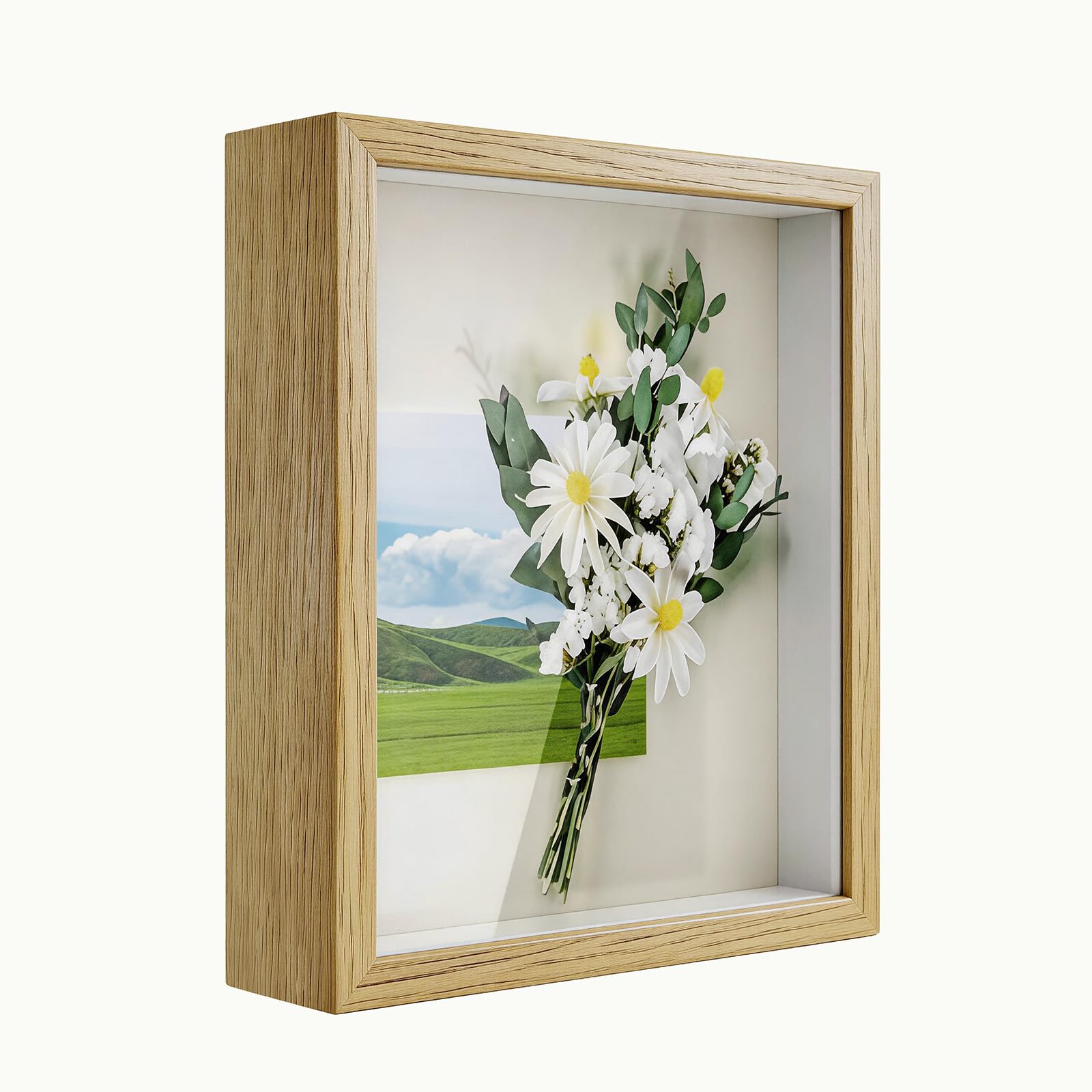 3D Shadow Box Frame 6x8 Inch, 3 CM Deep Box Frame with Glass, Natural Wood