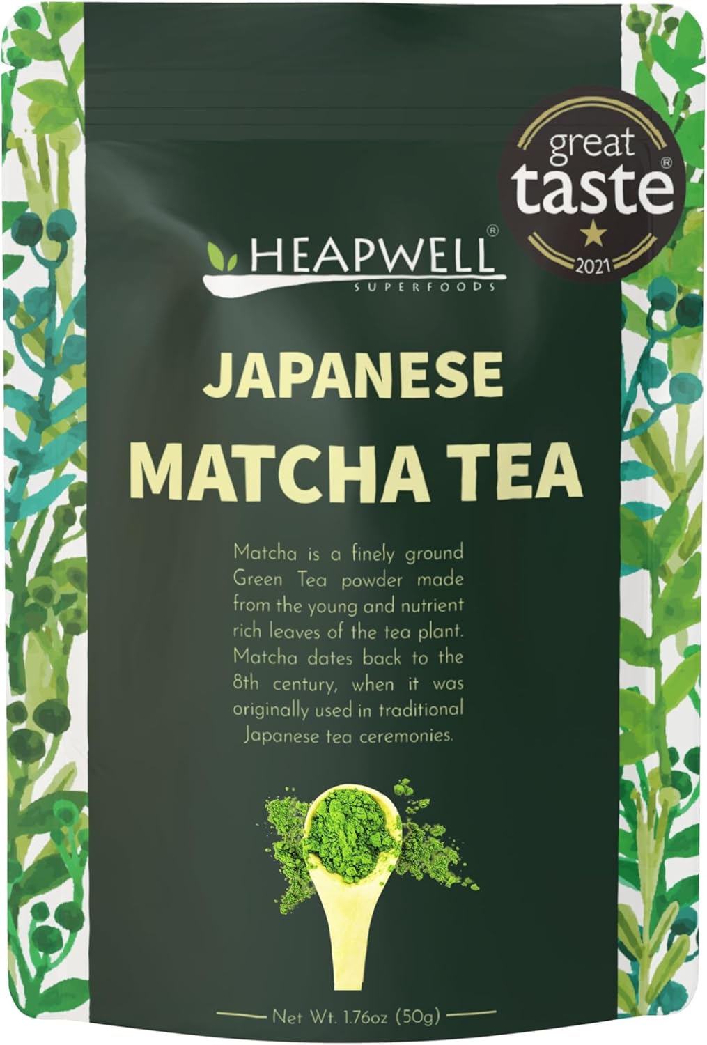 Heapwell Superfoods Japanese Matcha Green Tea Powder, 50g (50 Serving