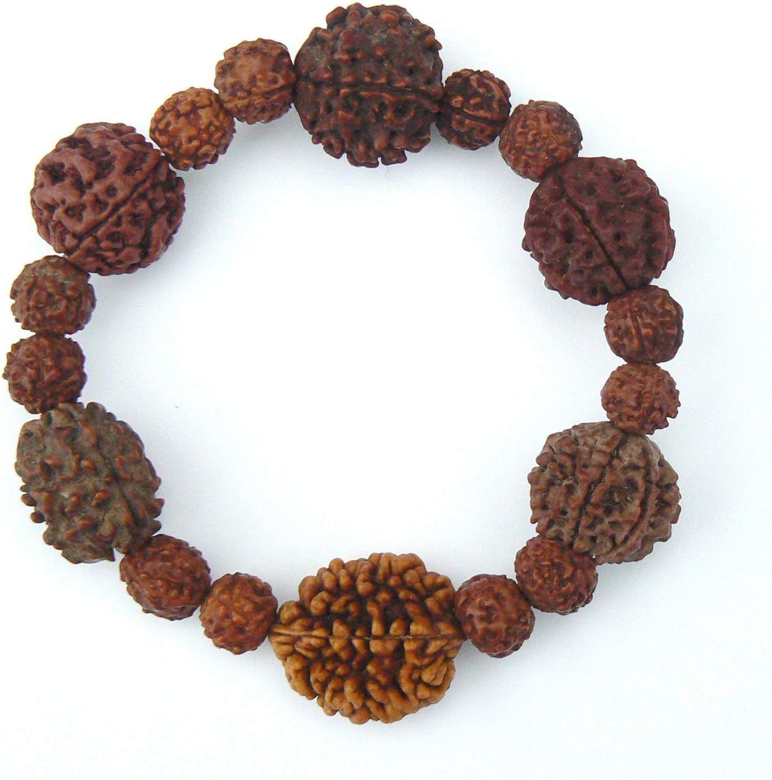 AdiShaktiShopRudraksha Bracelet Shiva Wrist Mala - HANDMADE - 2 3 4 5 6 7 Mukhi Rudraksh Seed Beads/Meditation Spiritual Hindu Yoga Jewelry for Men and Women