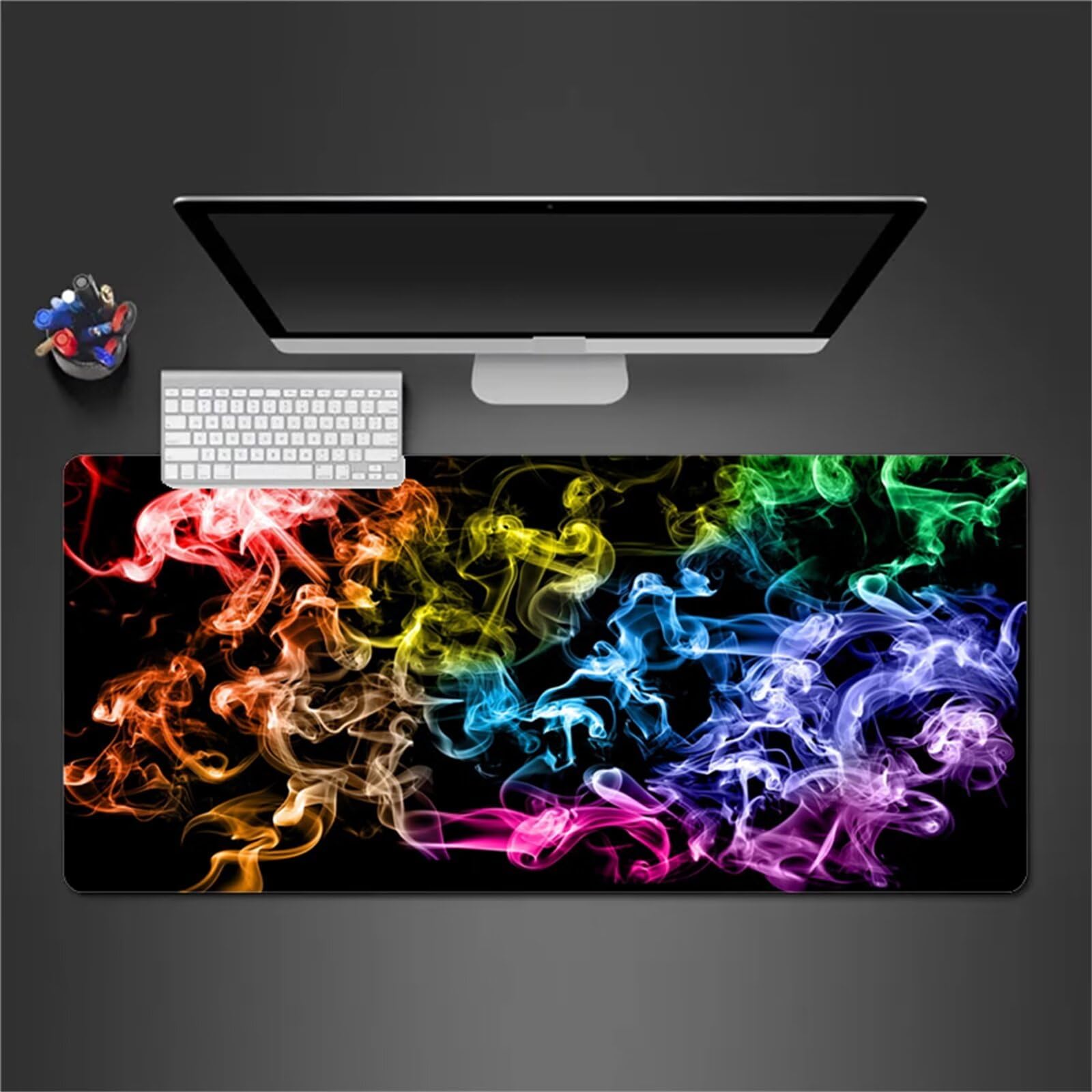 Alfombrilla Raton Gaming XXL 1200x600x3cm Alfombrilla de Ratón Grande Alfombrilla Gaming de Escritorio con Base Antideslizante para Gamers PC y Portátil (Rojo Azul Amarillo)