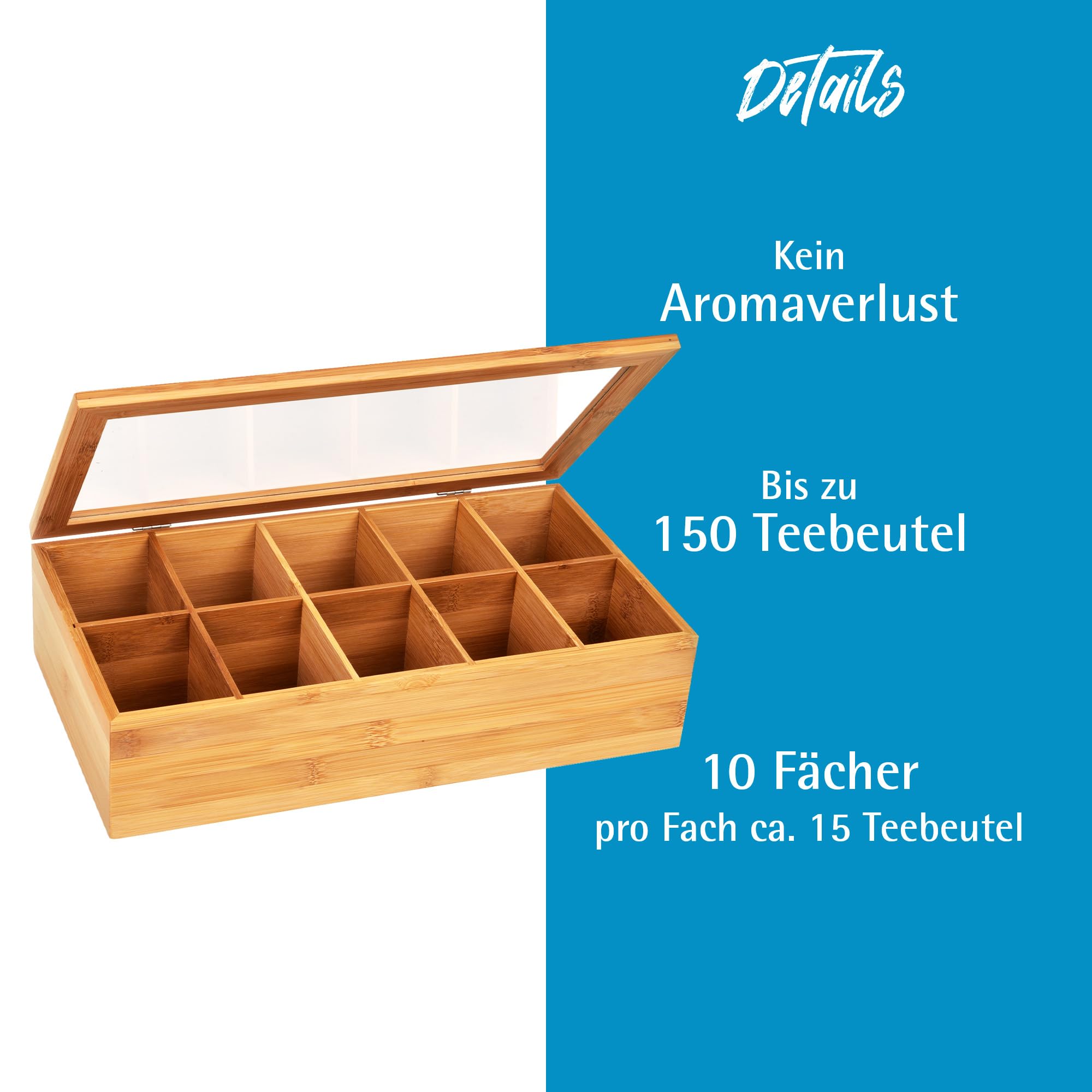 GRWE Teebox aus Bambus mit 10 Fchern