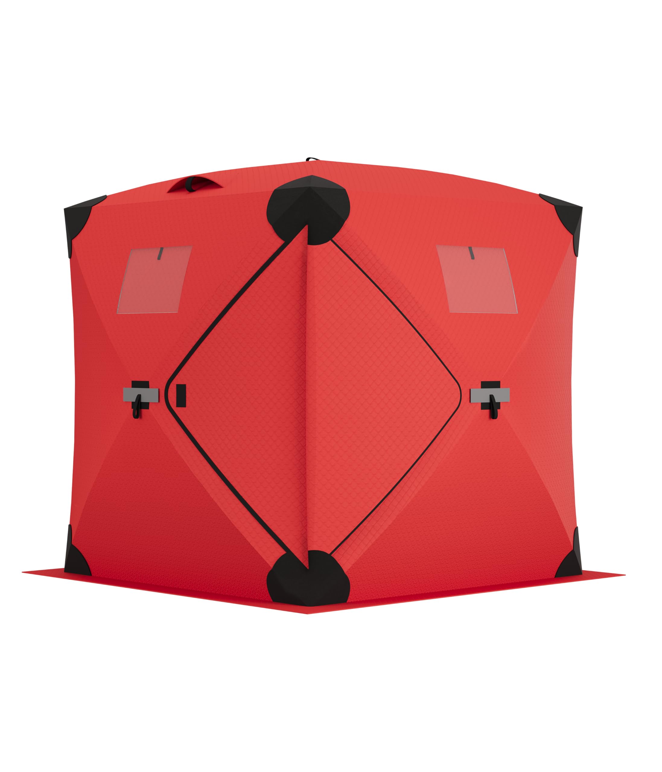 Portable Ice Fishing Shelter Tent - 3-4 Person Pop-Up Ice Shack, All-Weather Resistant & Windproof for Winter Fishing - Spacious Design (Red)