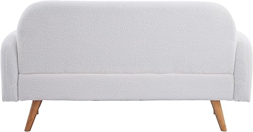 Miniatura 6 de HanStrong Sofá biplaza, 59.1 pulgadas, sofá pequeño y moderno con tres bonitas almohadas lumbares curvadas para espacios pequeños, beige claro