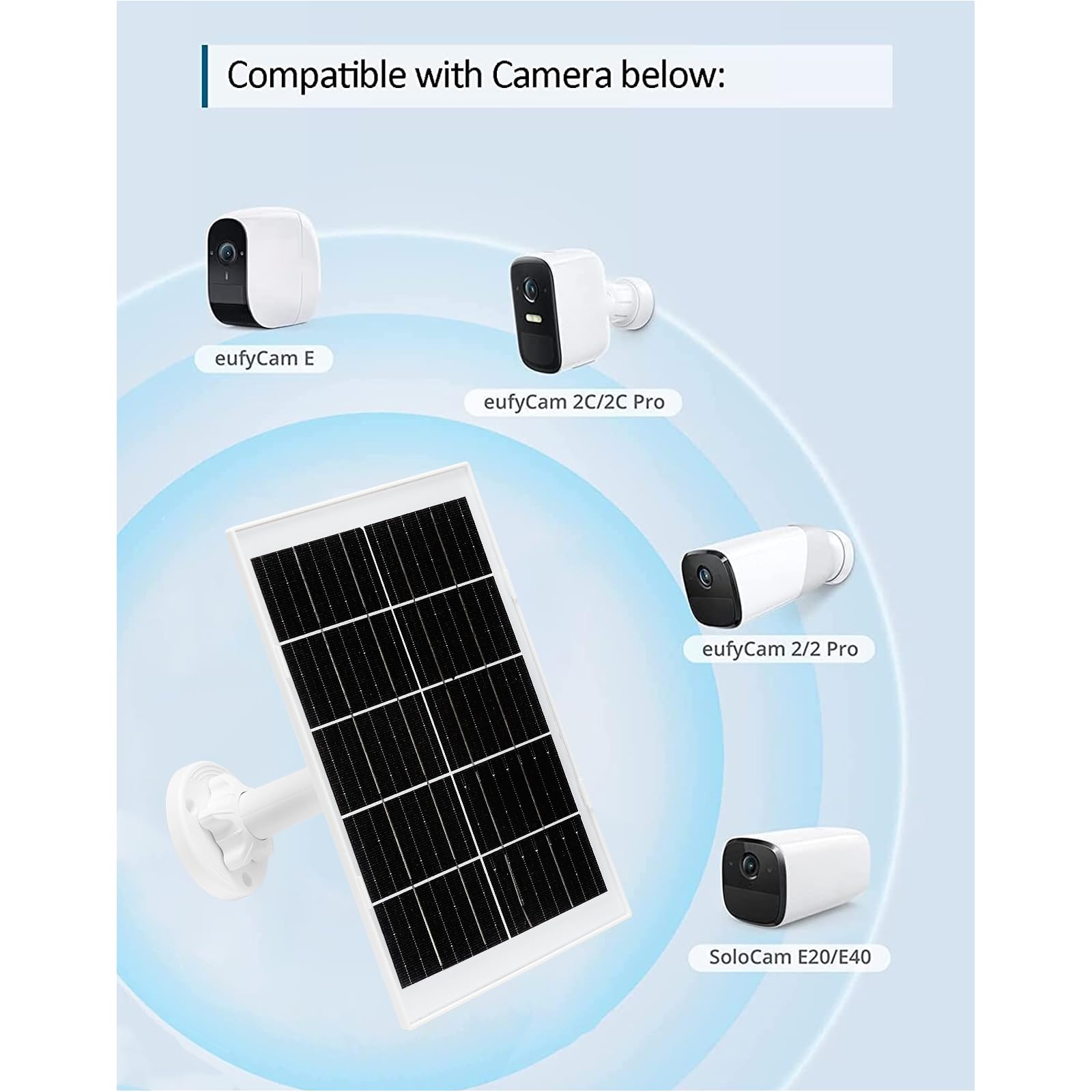 6W 5V Solar Panel For Eufy Eufycam 3(S330)/3C(S300)/2/2C