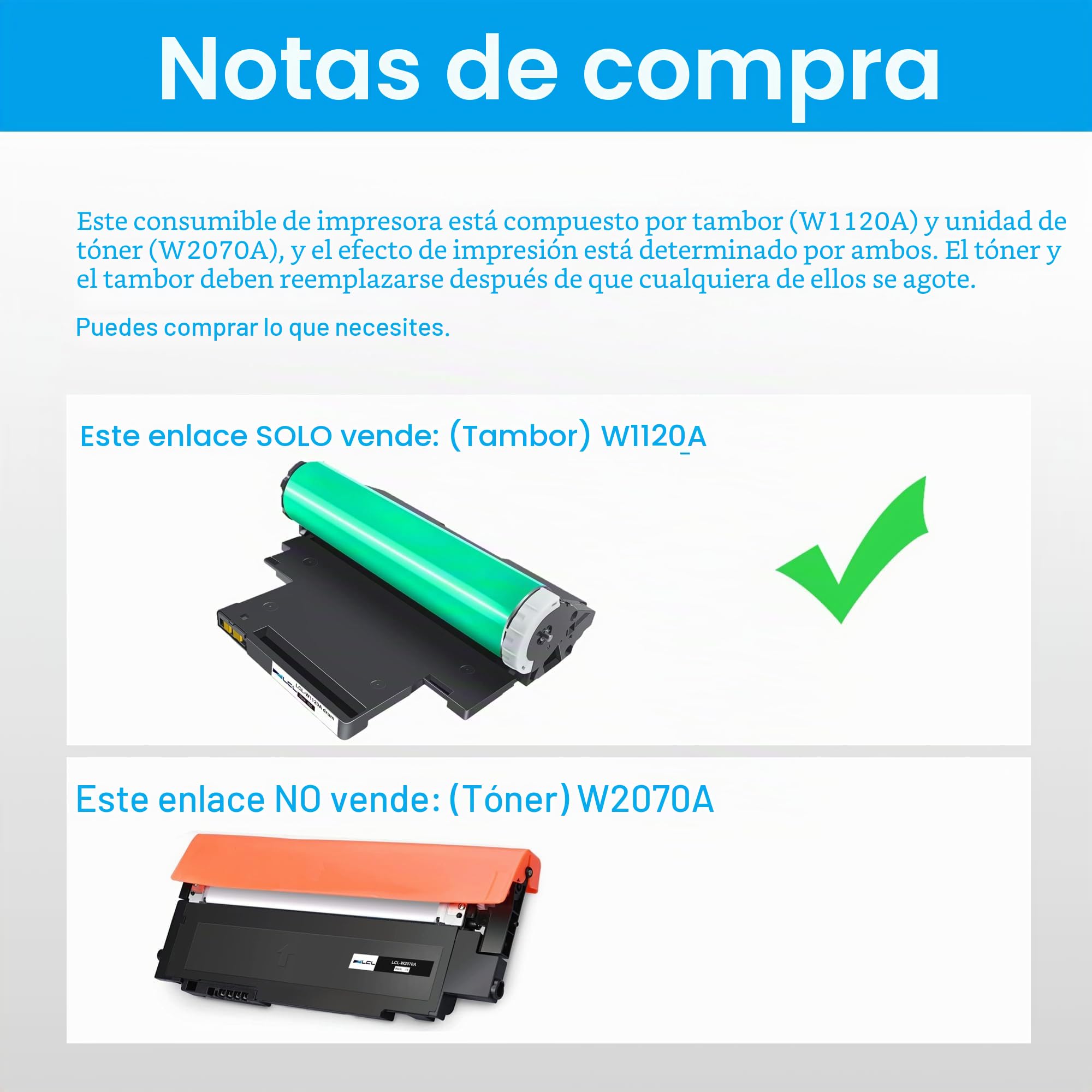 LCL 120A W1120A Tambor Compatible para HP Color Laser MFP 179fnw 178nw Color Laser 150nw 150a Color Laser MFP 178nwg 179fwg MFP 178nw 179fnw 150a 150w 150nw Laser Printer (Negro)