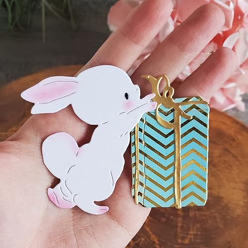 Miniatura 3 de Plantillas de troqueles de metal de conejo, lindo conejo de conejo, regalo de animales, troqueles de corte de marco, plantillas de manualidades para