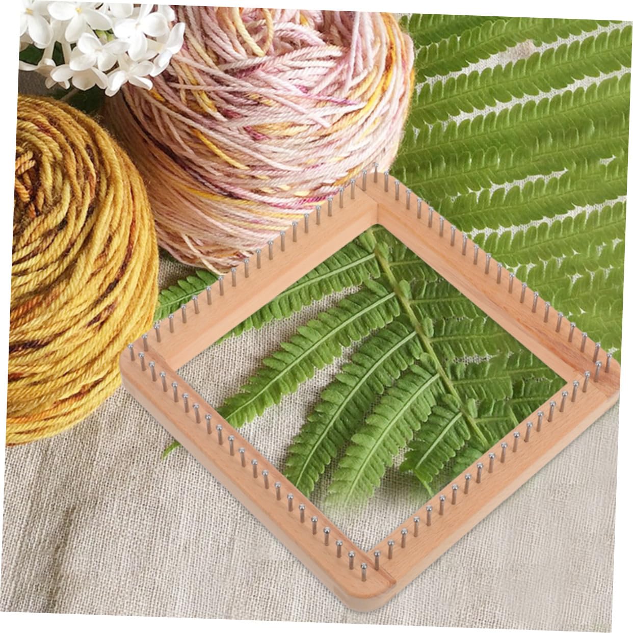 Herramienta de Telar de Madera para Tejer Manual DIY Tabla Cuadrada para Bufandas Gorros Chales y Mantas Máquina de Tejer Artesanal Versátil y Duradera