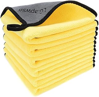 Microfiber Towels for Cars-6pack Extra Thick Car Microfiber Drying Towel ，Absorbent Car Wash Towels/Rags，Micro Fiber Towels for Cars/Detailing/Interior，Reusable-Microfiber Cleaning Cloth 600GSM （6）