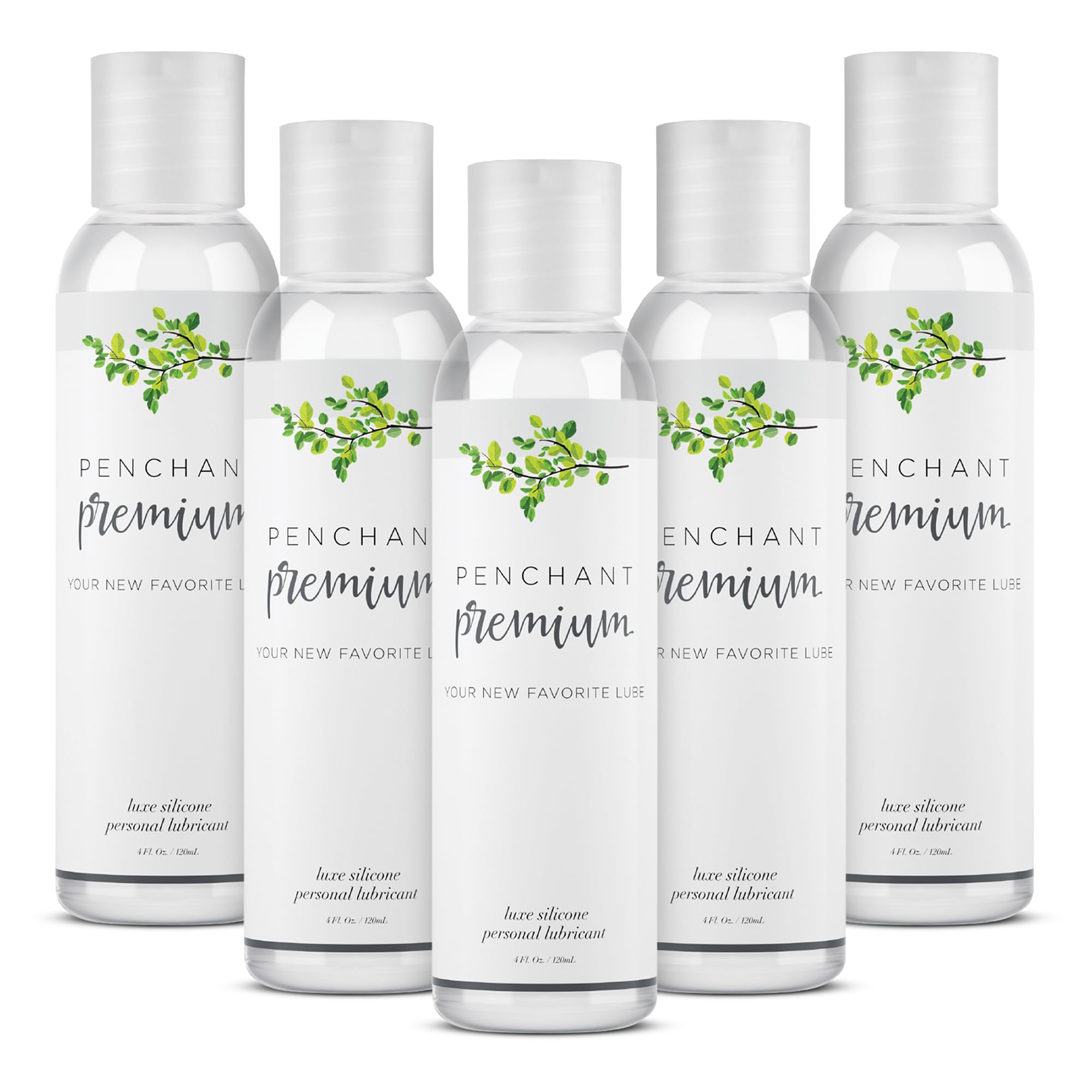 penchant - premium silicone personal lubricant for men, women & couples - unscented, latex-safe, hypoallergenic & paraben free 4oz (5 pack, 20fl oz total)