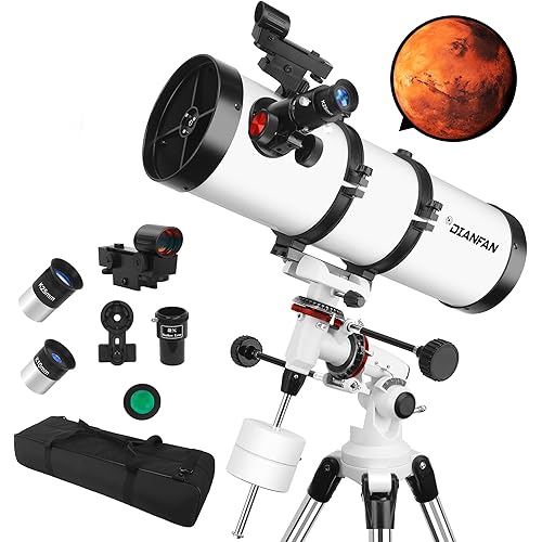 Telescope 150EQ Astronomical Professional Telescope for Adults High Powered, Reflector Manual Equatorial Telescopes for Beginners.Comes with Phone Adapter, Stainless Tripod & Filter and Carrying Bag