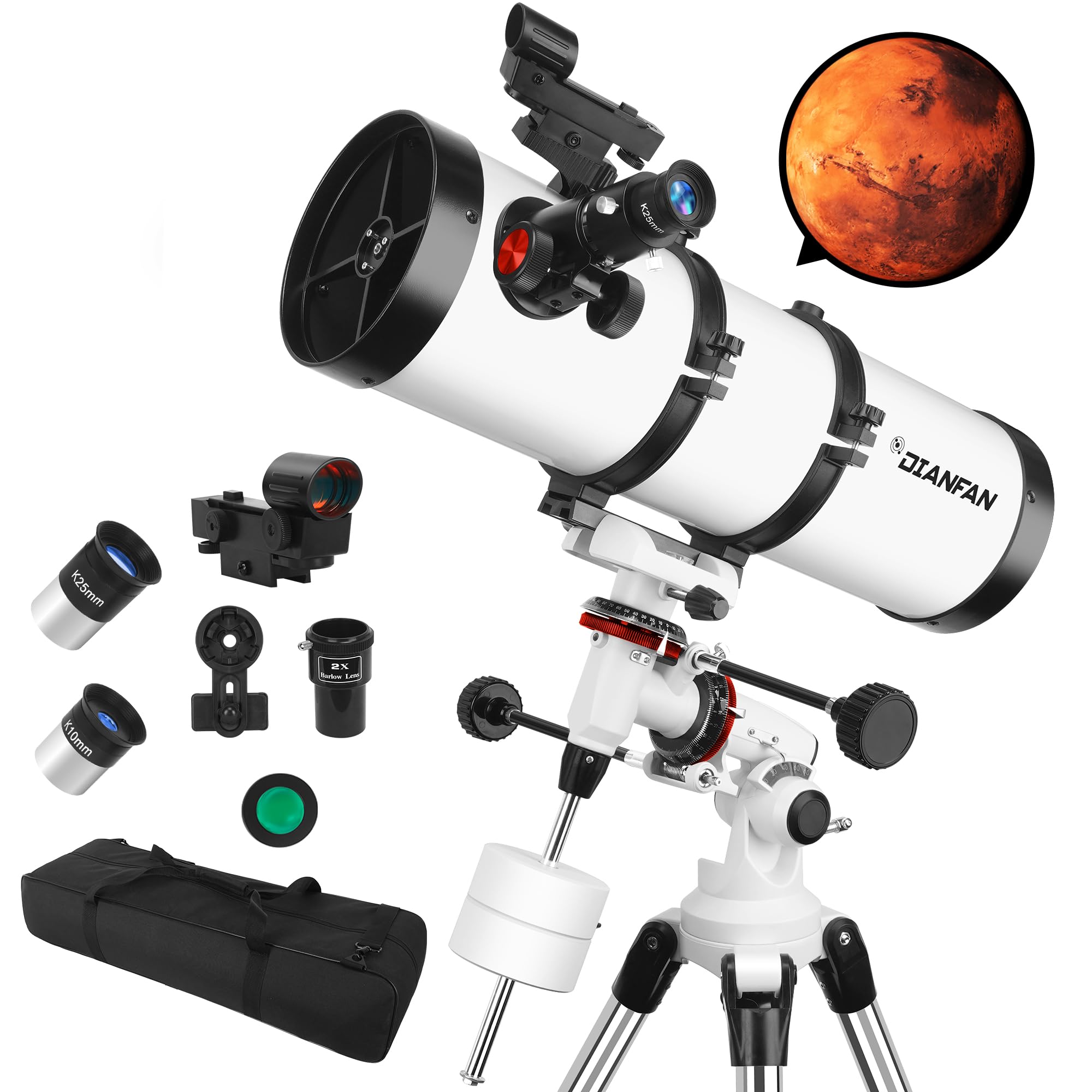 Telescope 150EQ Astronomical Professional Telescope for Adults High Powered, Reflector Manual Equatorial Telescopes for Beginners.Comes with Phone Adapter, Stainless Tripod & Filter and Carrying Bag