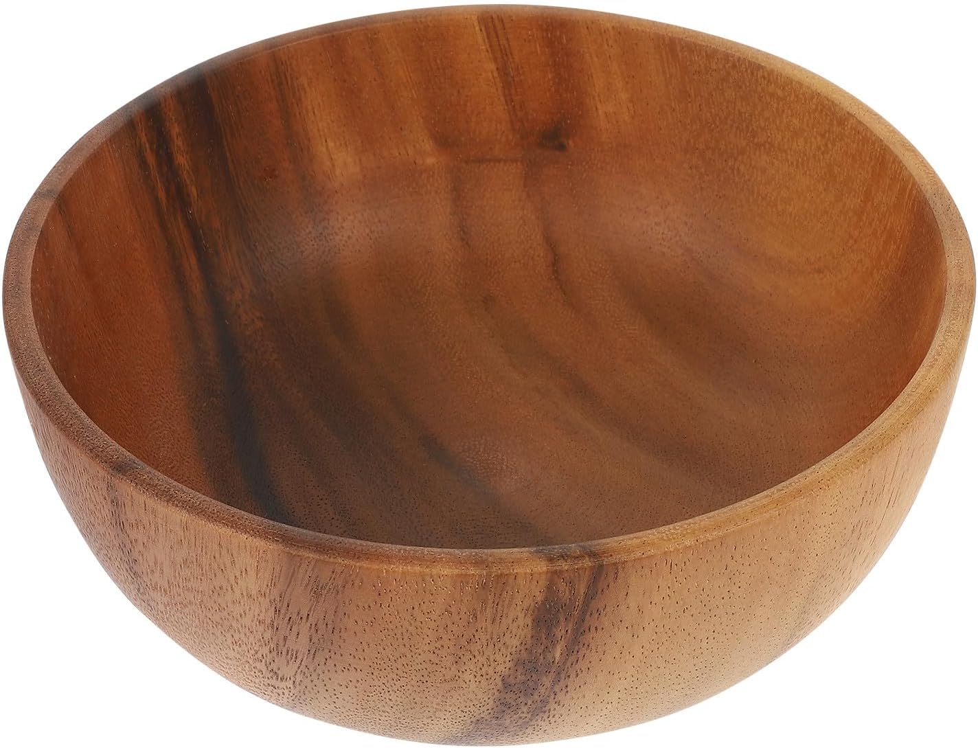 Wooden Rice Bowl and Fruit Salad Bowl 18x7.5cm Natural Vintage Wood for Home and Restaurant Use