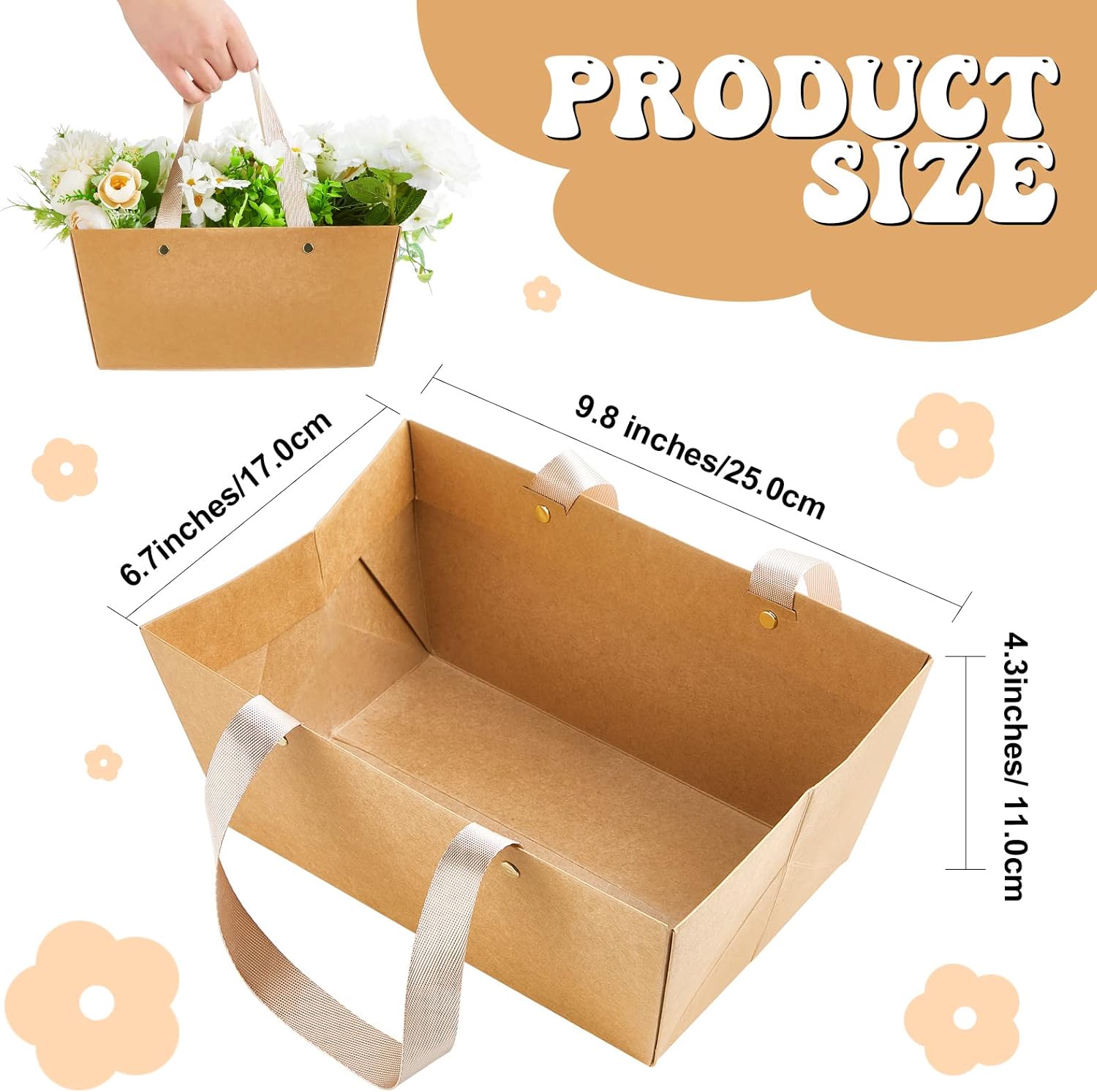 Pinkunn 48 Pcs Easter Basket for Gifts Empty DIY Bulk Party Gift Basket Kit with Handles Market Trays for Packages Wrapping Wedding Party Anniversary Display(Brown,Classic)