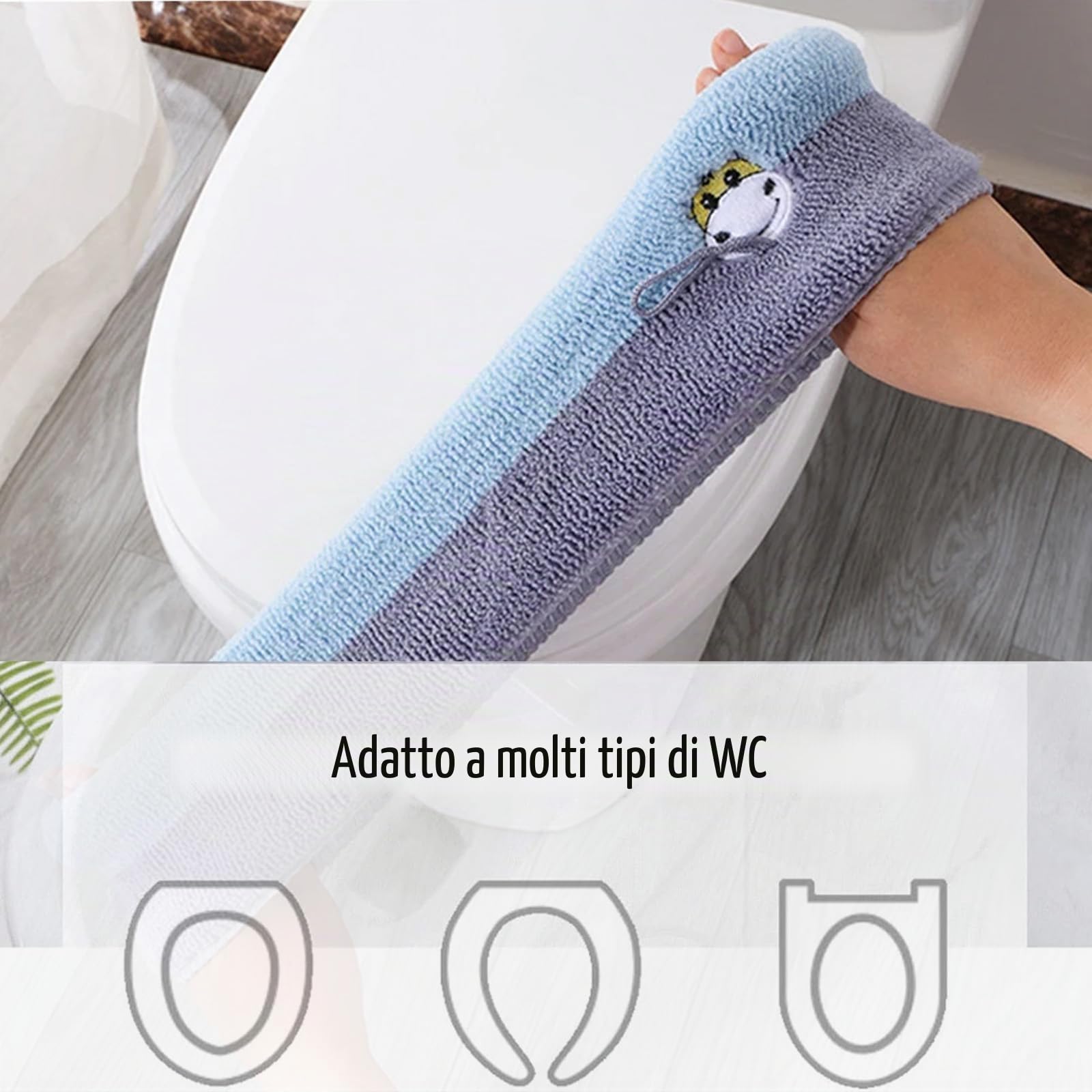 4 Pezzi Copriwater in Peluche,Copri Sedile WC Morbido Invernale,Copri WC Lavabile,Cuscino Coprisedile WC,Copriwater Universale Caldo in Peluche per Toilette,Estensibili Adatti Lavabile Cuscino Sedile