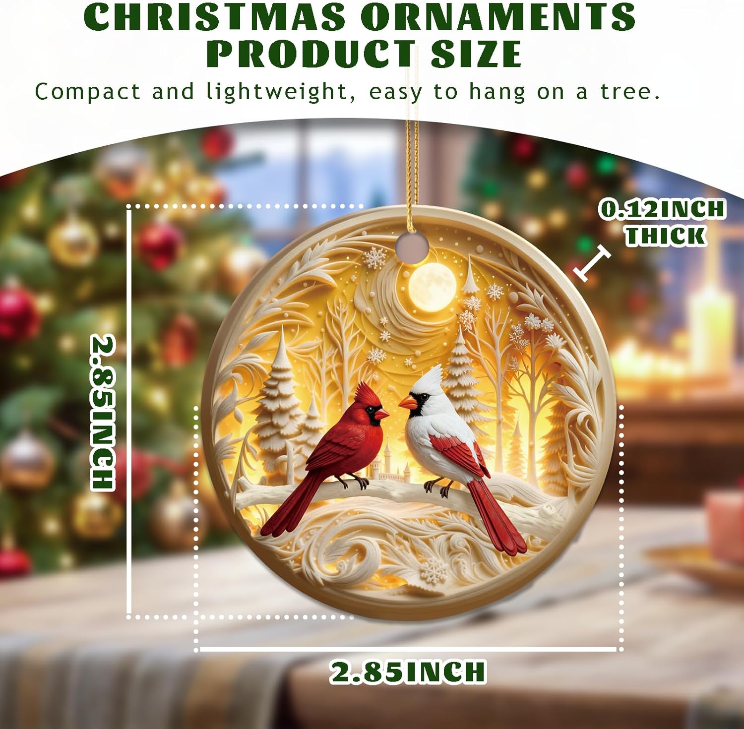 Red Cardinal Christmas Ornaments 2025 Exchange for Women, Men, Collectible Dated Year Ornaments for Tree 3D Visual Effectr Red Birds Keepsake in Loving Memory Cardinal Gifts Idea - Image 2