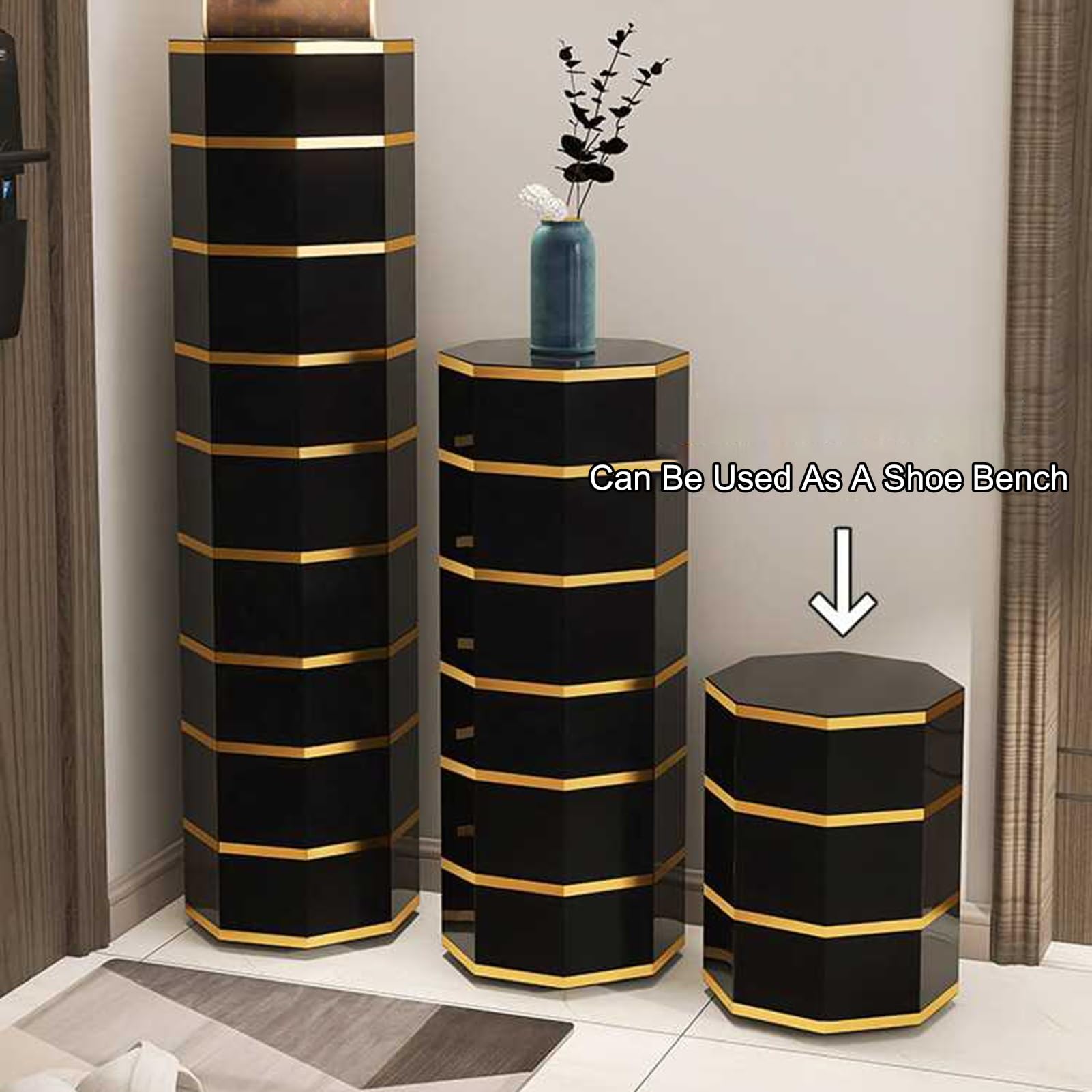 Obrotowy stojak na buty o 360 stopni, oszczędzający miejsce, wieża na buty do przedpokoju, salonu i sypialni (35 x 86 cm) – stylowe i funkcjonalne rozwiązanie do przechowywania obuwia