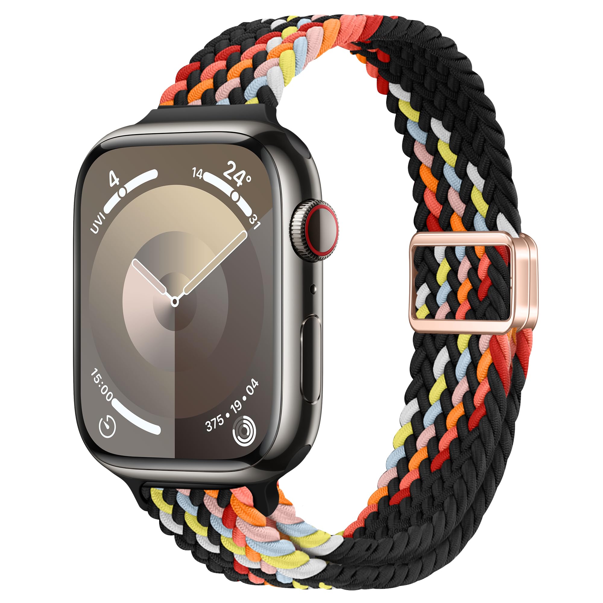 ALSMGGBPAF Slim Braided Nylon Band Compatible with Apple Watch Bands 42mm 41mm 40mm 38mm 40mm 44mm 45mm 46mm Women, Soft Thin Nylon Sport Loop Strap