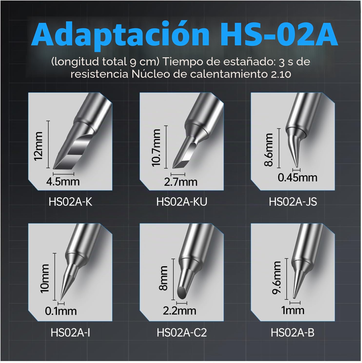 FNIRSI HS-02A Soldador de Estaño 100W con Cable, Kit Soldador Eléctrico Portátil, Calentamiento Rápido 3s, 100-450°C, 3 Temperaturas Preajustadas, 6 Puntas F245 para Reparación Electrónica