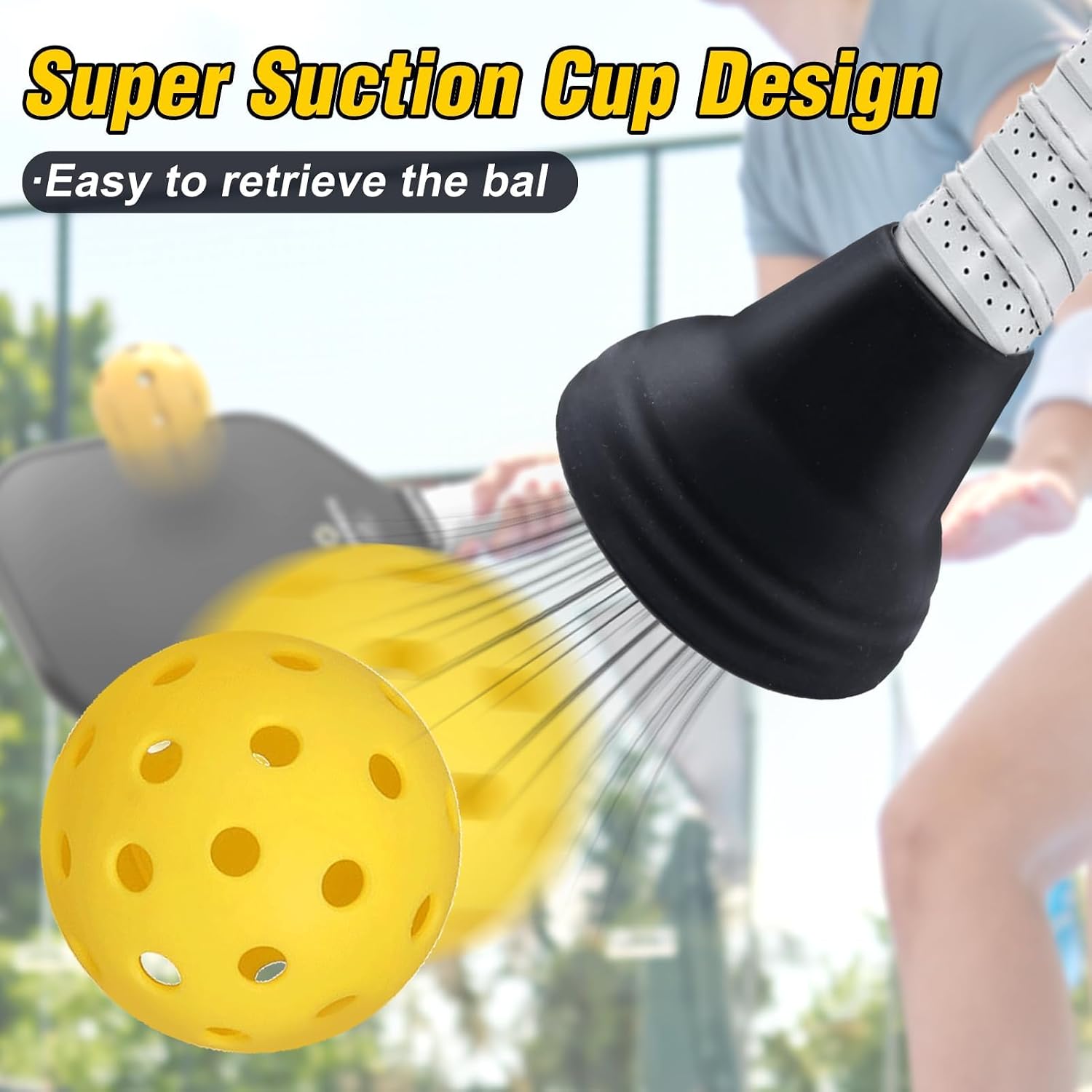2Pcs Pickleball Ball Retriever Silicone Pickleball Ball Picker Pickleball Grabber Universal Pickleball Upper Suction Cup Pickleball Accessories Fits All Standard Paddles image 2