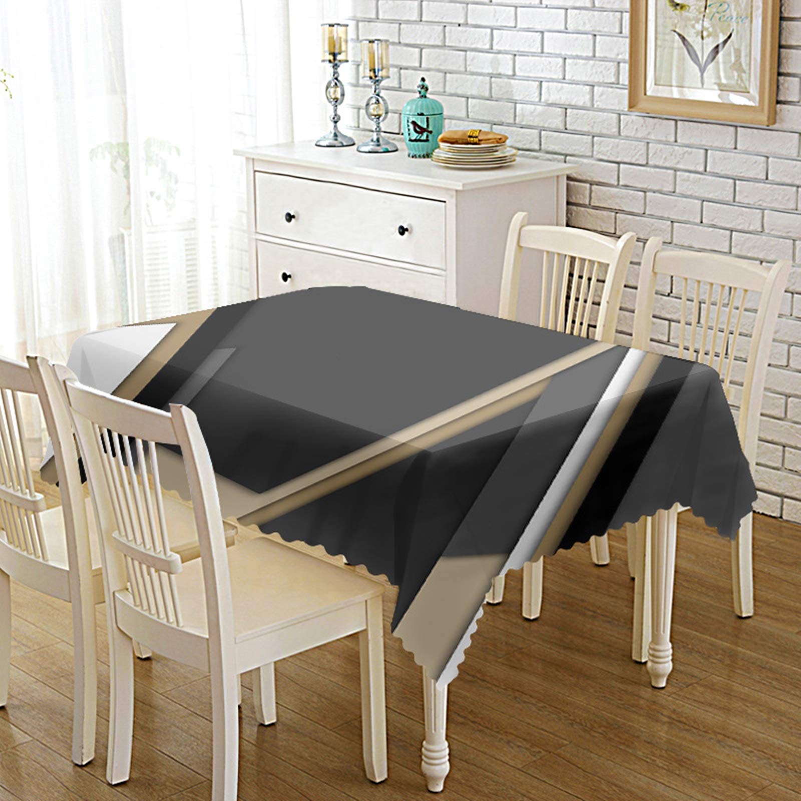 Daesar Obrusy poliestrowe na stół weselny 140 x 140 cm z liniami obrus na stół kuchenny zmywalny