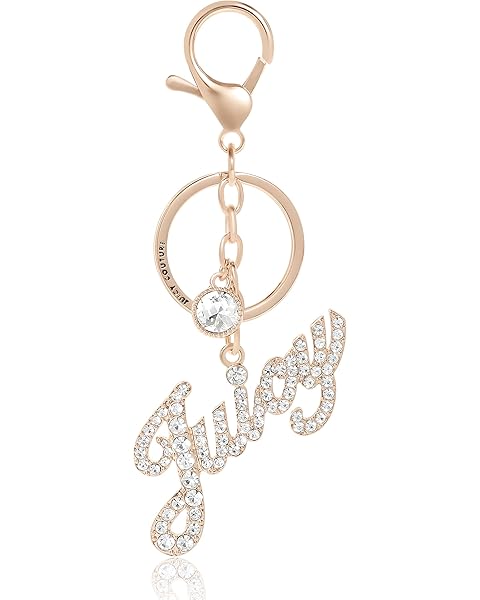 Juicy Couture Cute Key Chains for Women, Gold-Tone Logo Keychain with Clear Crystals, Juicy Gifts