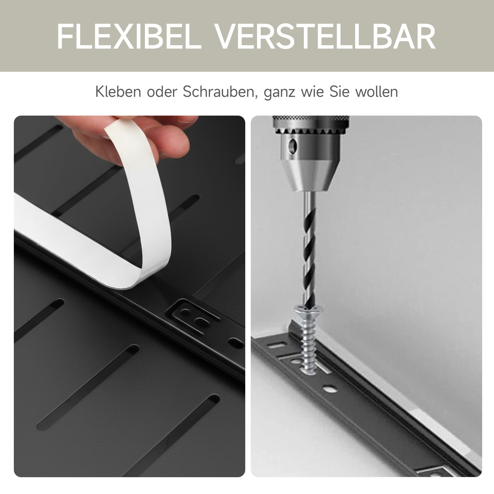 Auszug Küchenschrank 53 cm Tief ohne Bohren 2er-Pack Schubladen organizer Kohlenstoffstahl Teleskopschublade erweiterbare Breite 31-52 cm schwarz