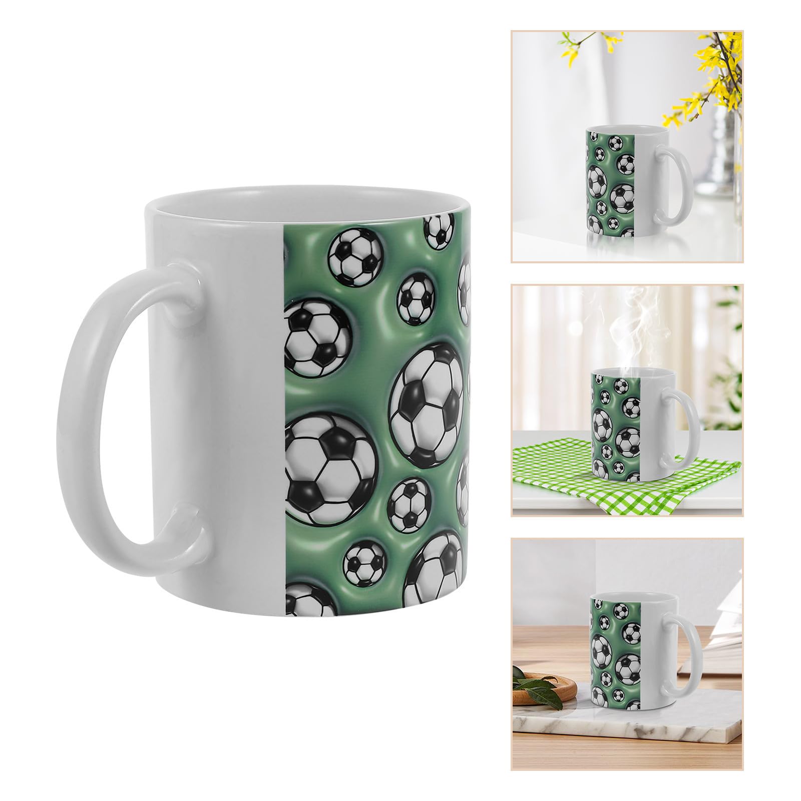 STOBAZA 5 Pezzi Tazza da Caffè in Ceramica Tema Calcio per Appassionati