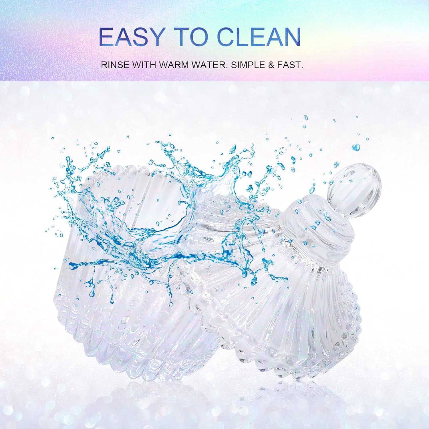 Dappen Dish 85 ml – przezroczysta szklana miska z pokrywką do monomeru, proszku akrylowego, żelu i lakieru, uchwyt do czyszczenia pędzli do paznokci akrylowych (kryształ)