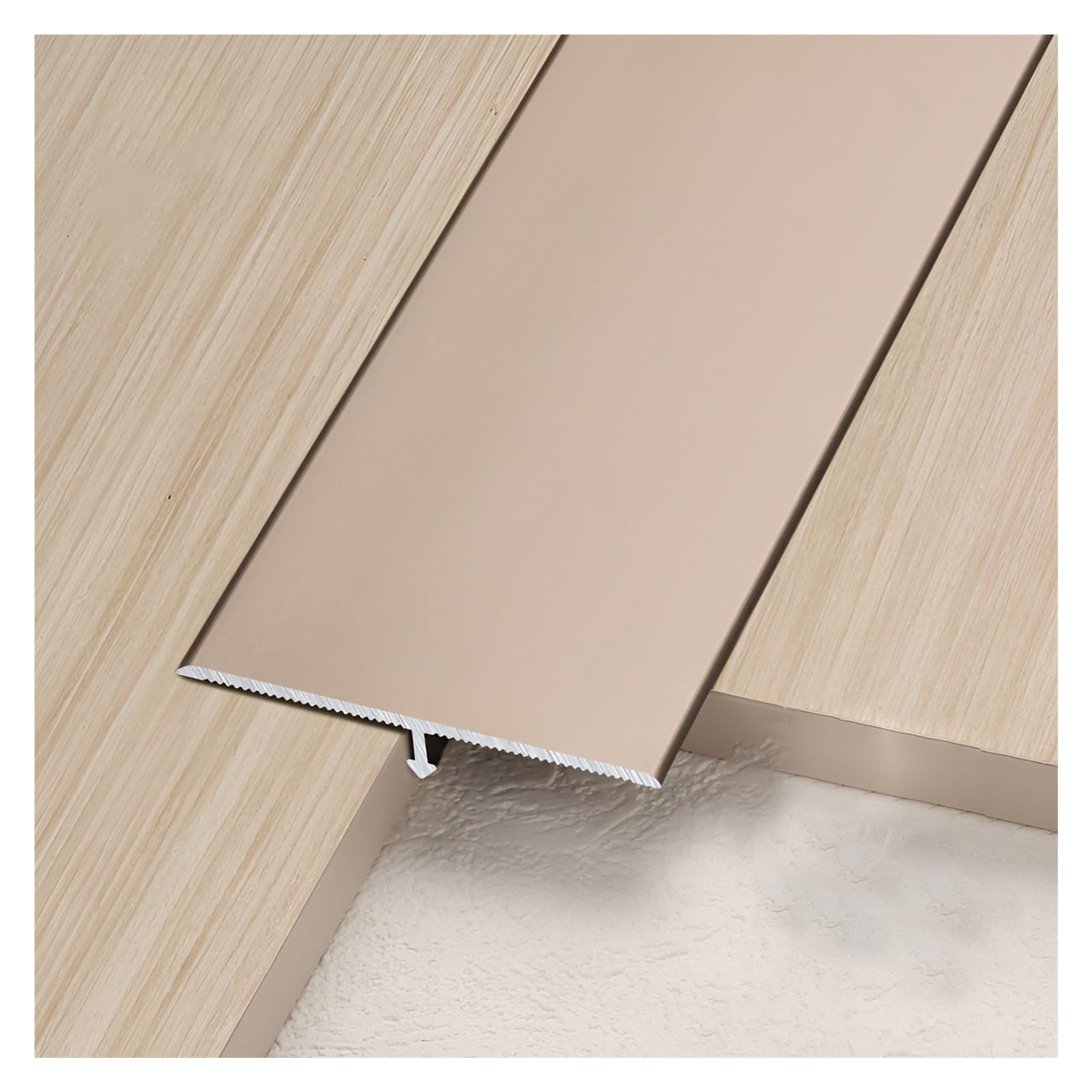 Aluminum Floor Transition Strip 8.8ft(3 Pieces*90 Cm (2.9 Ft)), Floor Flat Divider Strip For Joining Floor Gaps, Scratch-resistant Metal T Molding Trim(Rose gold,4CM*2.70M(8.8FT)) โ image 1