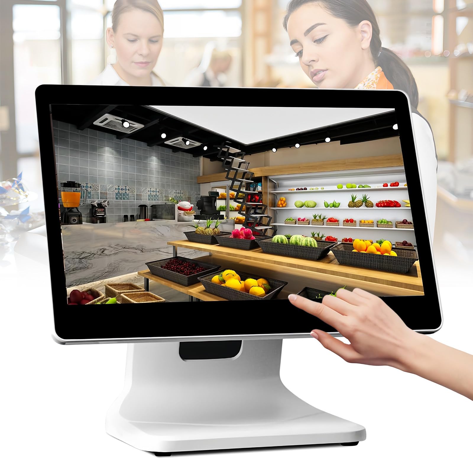 Terminal POS para pequeñas Empresas, Punto de Venta Caja registradora con Windows-10 Professional, Pantalla táctil de 15,6", 4 GB de RAM, SSD de 64 GB, 1920 x 1080 píxeles (Solo Hardware)
