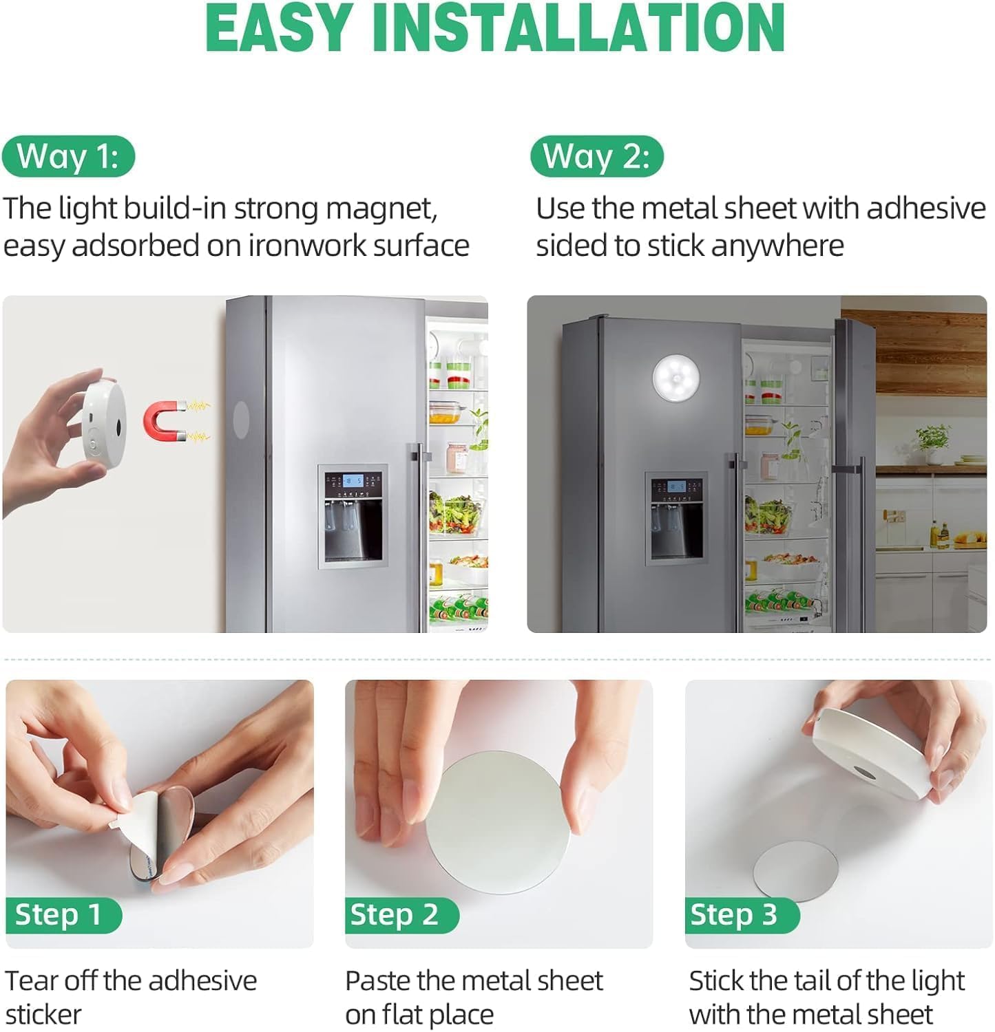 Ultrean Motion Sensor Lights - 2 Pack, Wireless & USB Rechargeable -4