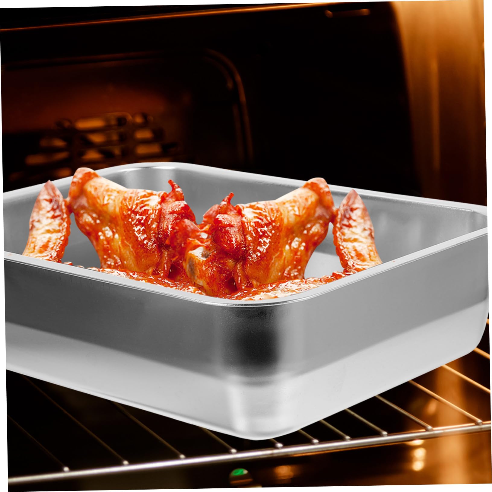 VALICLUD Edelstahl-bratform Rechteckig Grillplatte für Fisch und Gemüse Servierplatte aus Metall Bratblech für Küche und Restaurant Leicht zu Reinigen und Transportieren