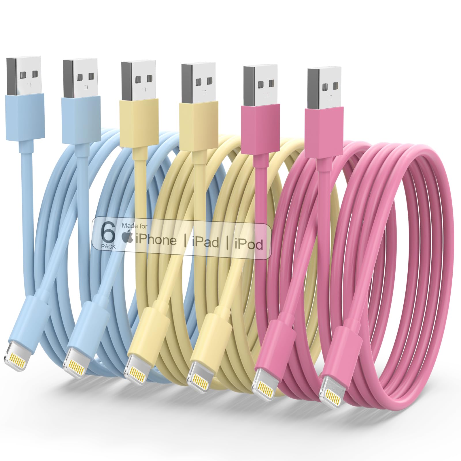 아이폰 충전기(애플 MFI 인증) 6팩 3피트, 3피트, 6피트, 6피트, 10