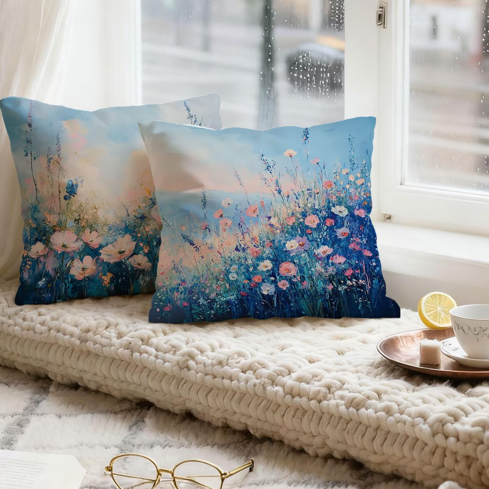 Azul Funda Cojin 60x60 Rosa Funda Almohada 60x60 Cojines Sofa Súper Suave Fundas Cojines Decorativos Fundas Almohadas 4 Piezas Almohada Cervicales y Cuello, para Hogar Cama Salon Decoracion E - 823