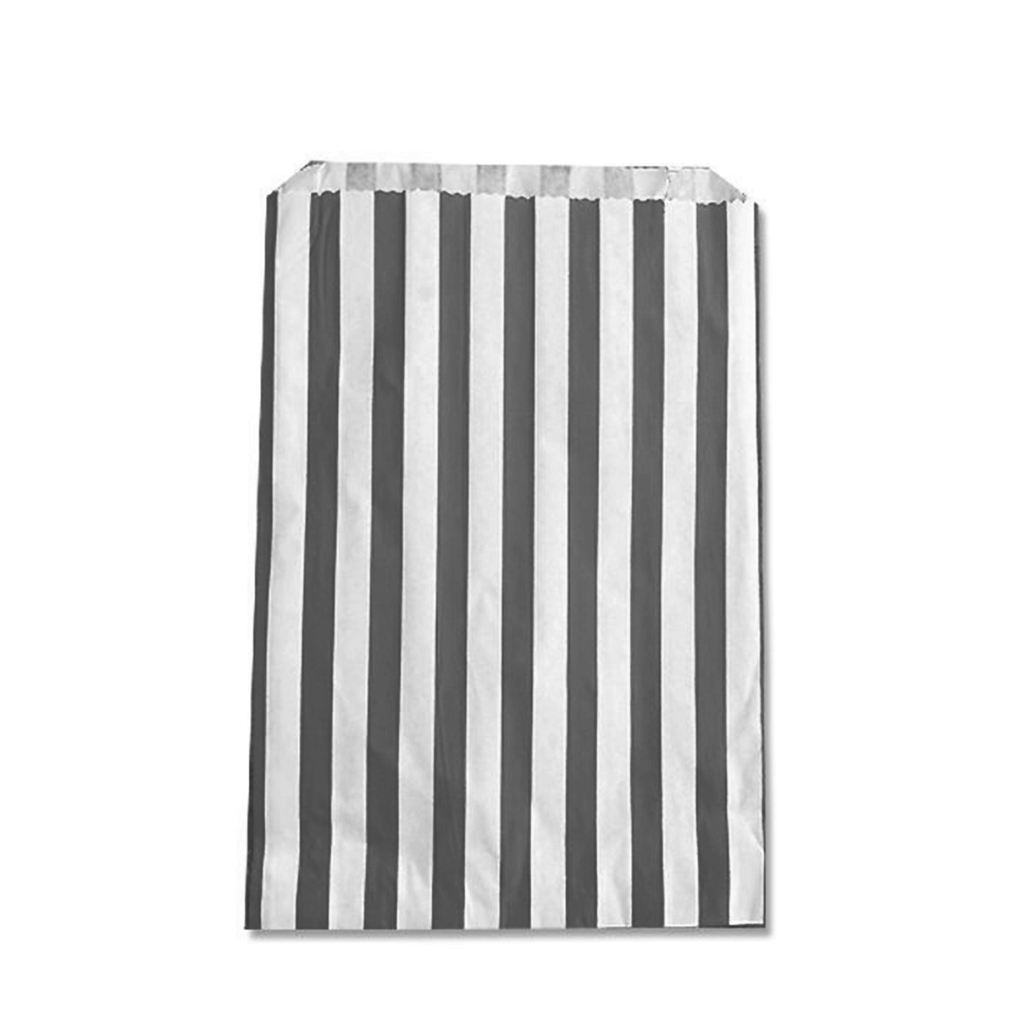 CompleteShopfittings 100x Black Large Candy Stripe Paper Bags Sweet Favour Buffet Gift Shop Party Sweets Cake Wedding