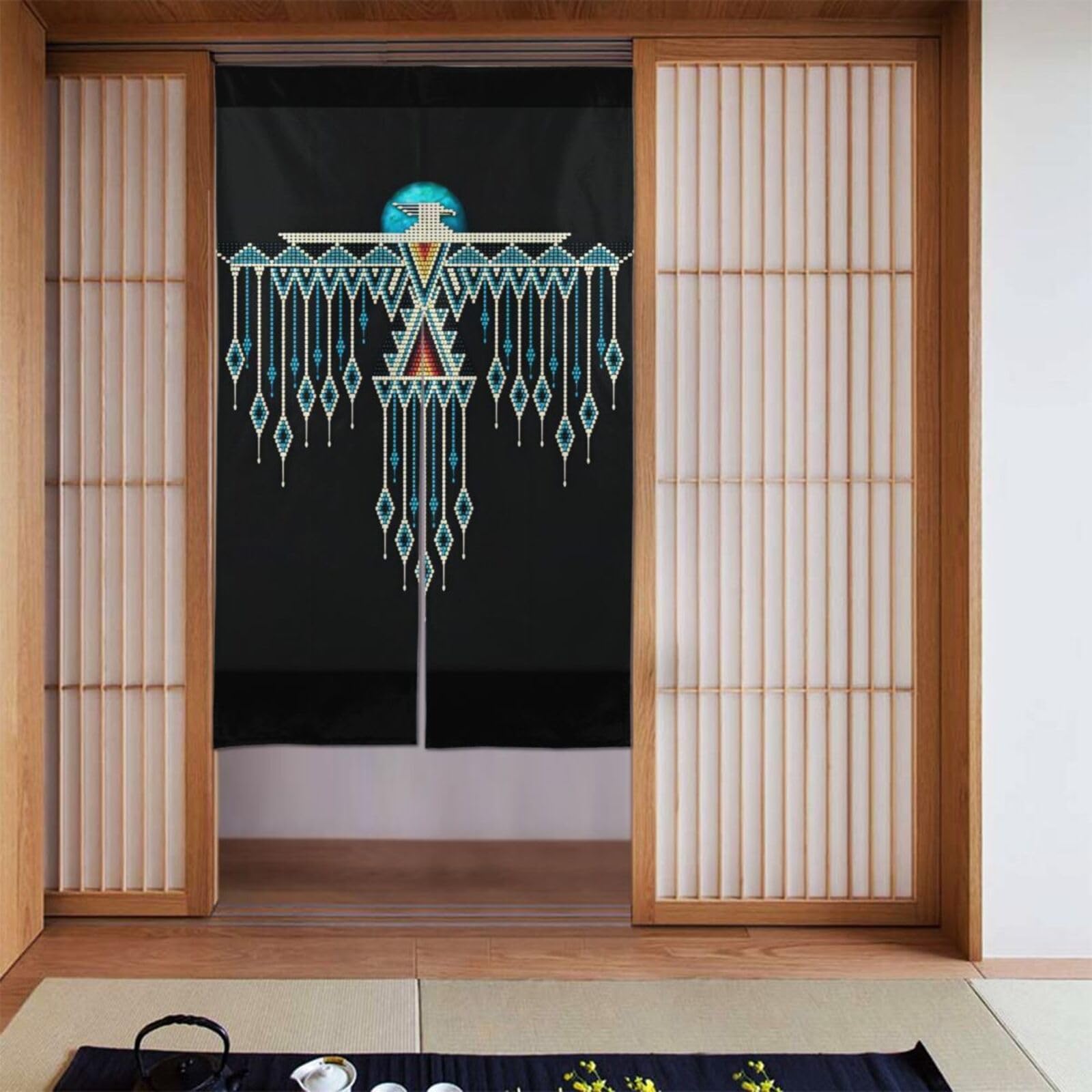 Lukiyys Southwestern Native American Aztec Ethnic Navajo Indian Tribal Door Curtains,Doorways Curtains for Windows,Bedroom Divider 34"X 56"