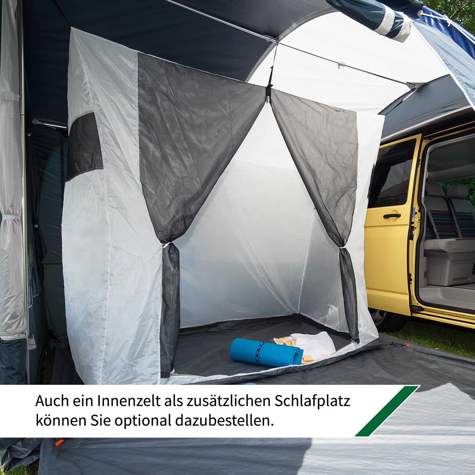 DWT Buszelt Fjord 30, 340 x 240 cm, freistehendes Mobilzelt, ideal für Minivans inkl. Abspannmaterial, Schleusenstab und Tragetasche