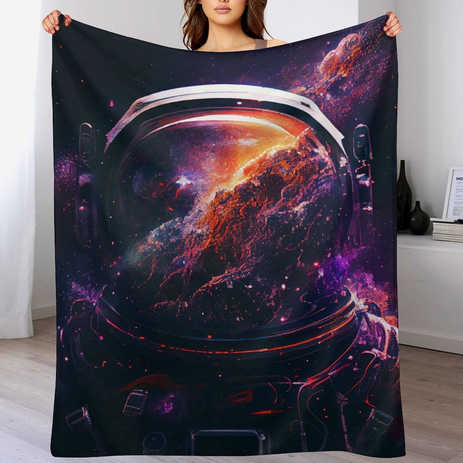 Couverture polaire astronaute en flanelle douce pour canapé 100x130cm